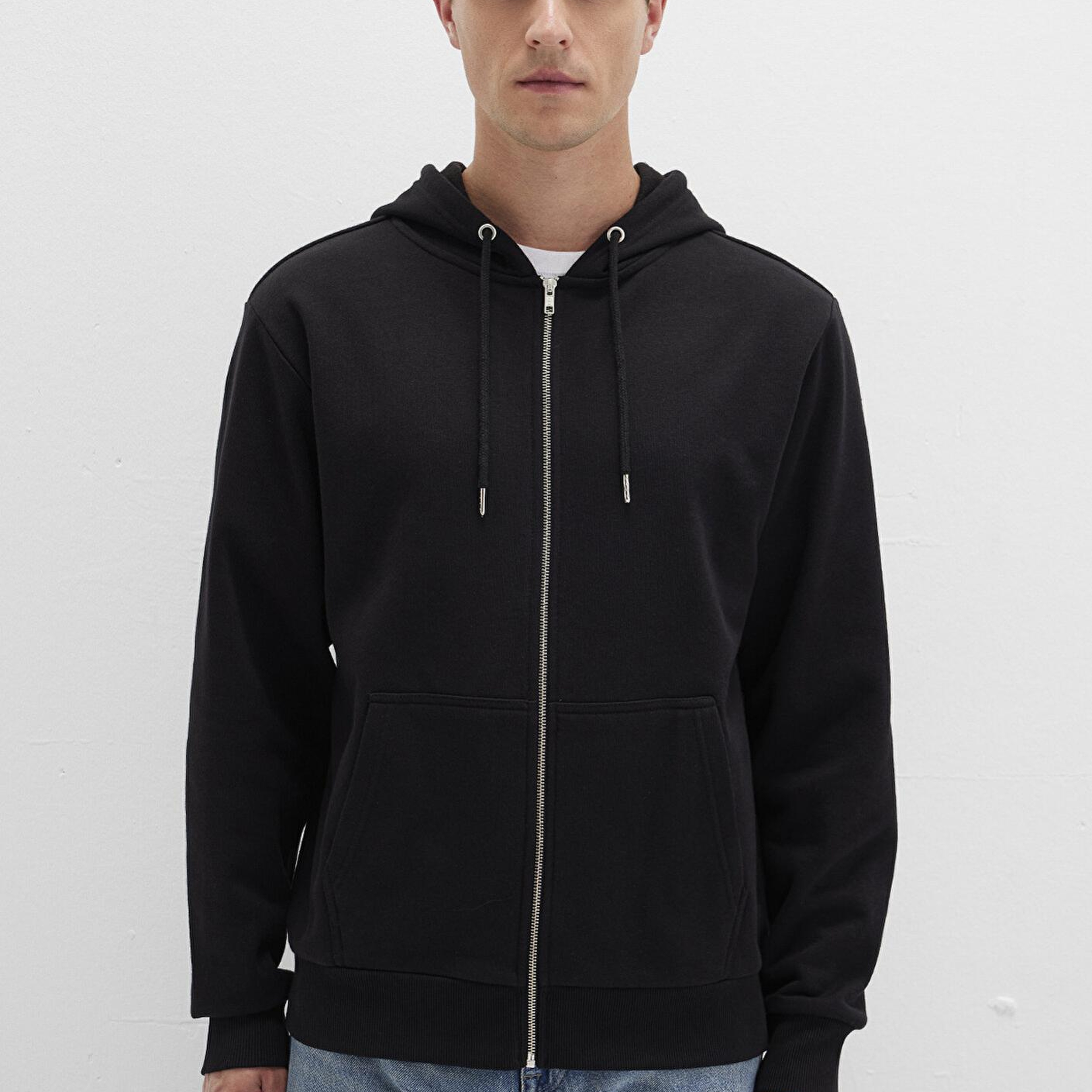 Mavi Kapüşonlu Fermuarlı Siyah Basic Sweatshirt 0S10277-900