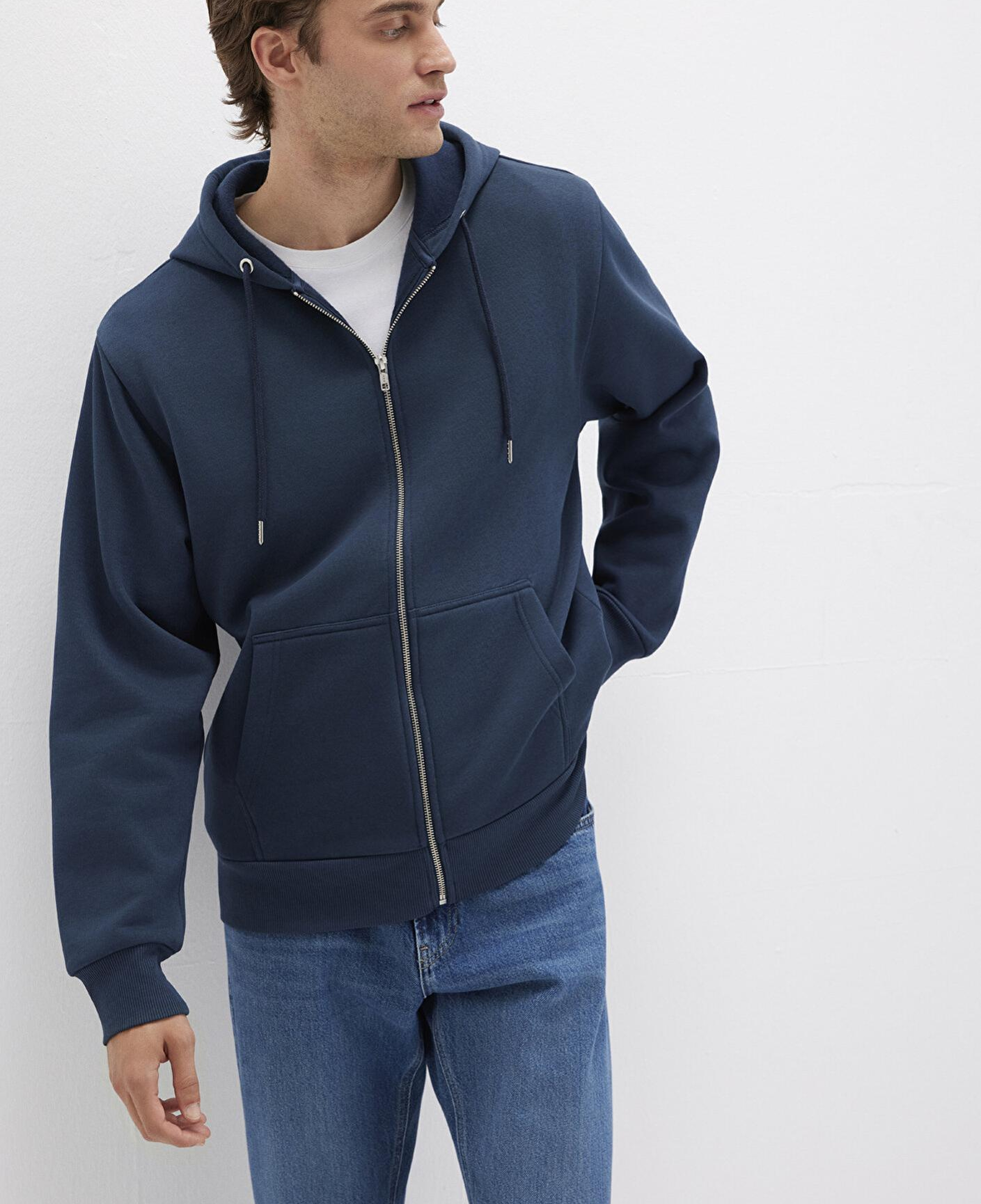 Mavi Kapüşonlu Fermuarlı Lacivert Basic Sweatshirt 0S10277-70490