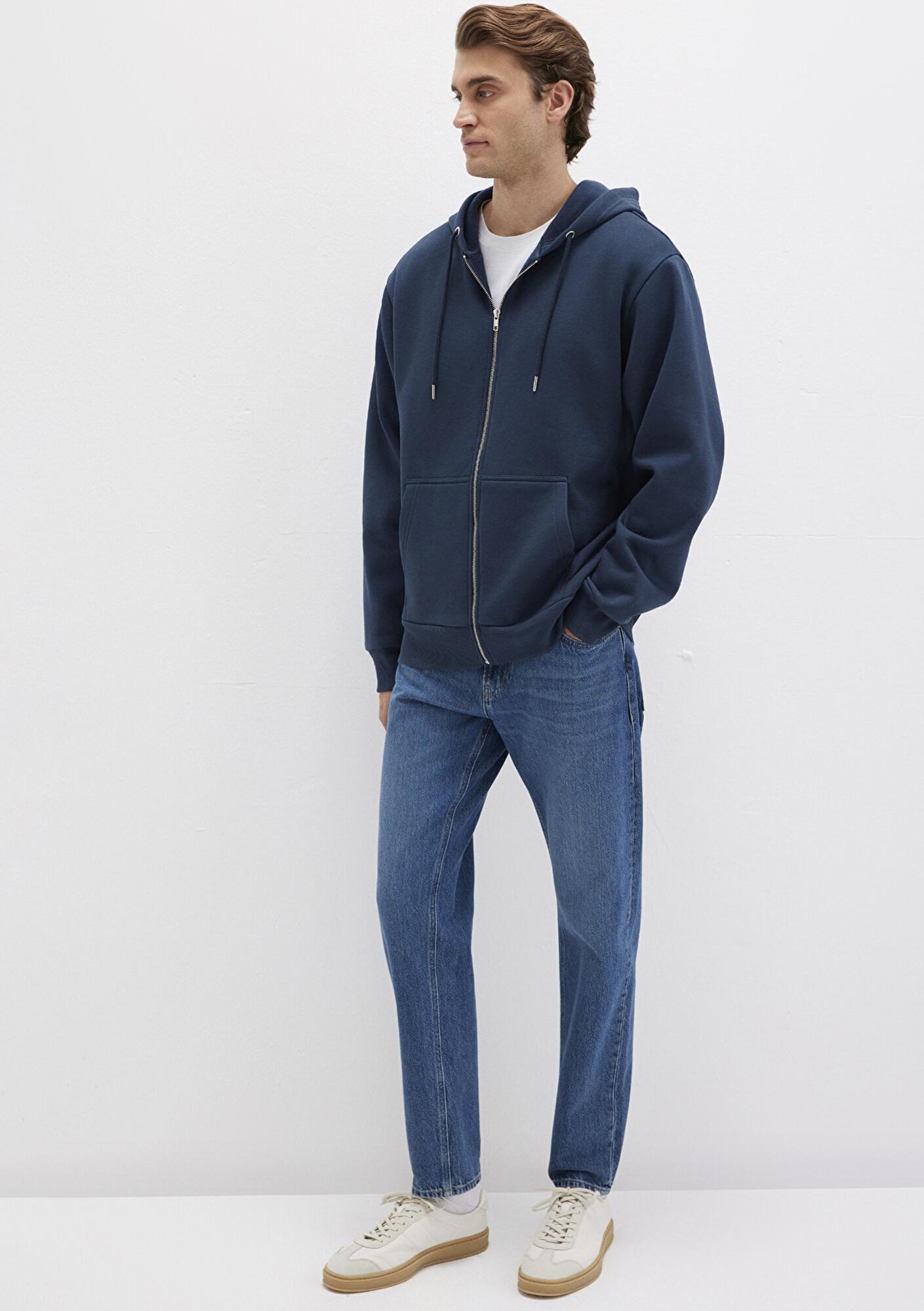 Mavi Kapüşonlu Fermuarlı Lacivert Basic Sweatshirt 0S10277-70490