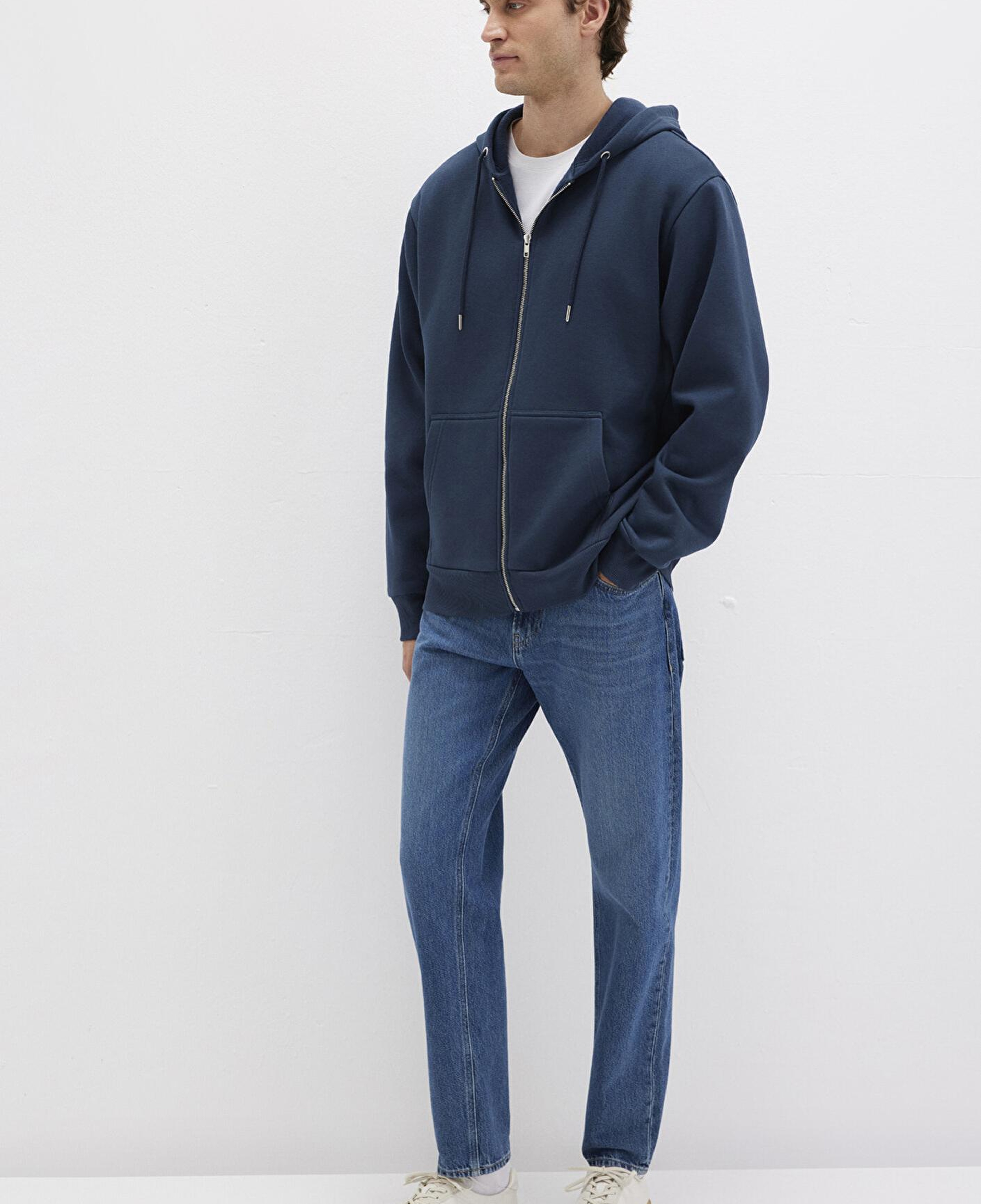 Mavi Kapüşonlu Fermuarlı Lacivert Basic Sweatshirt 0S10277-70490