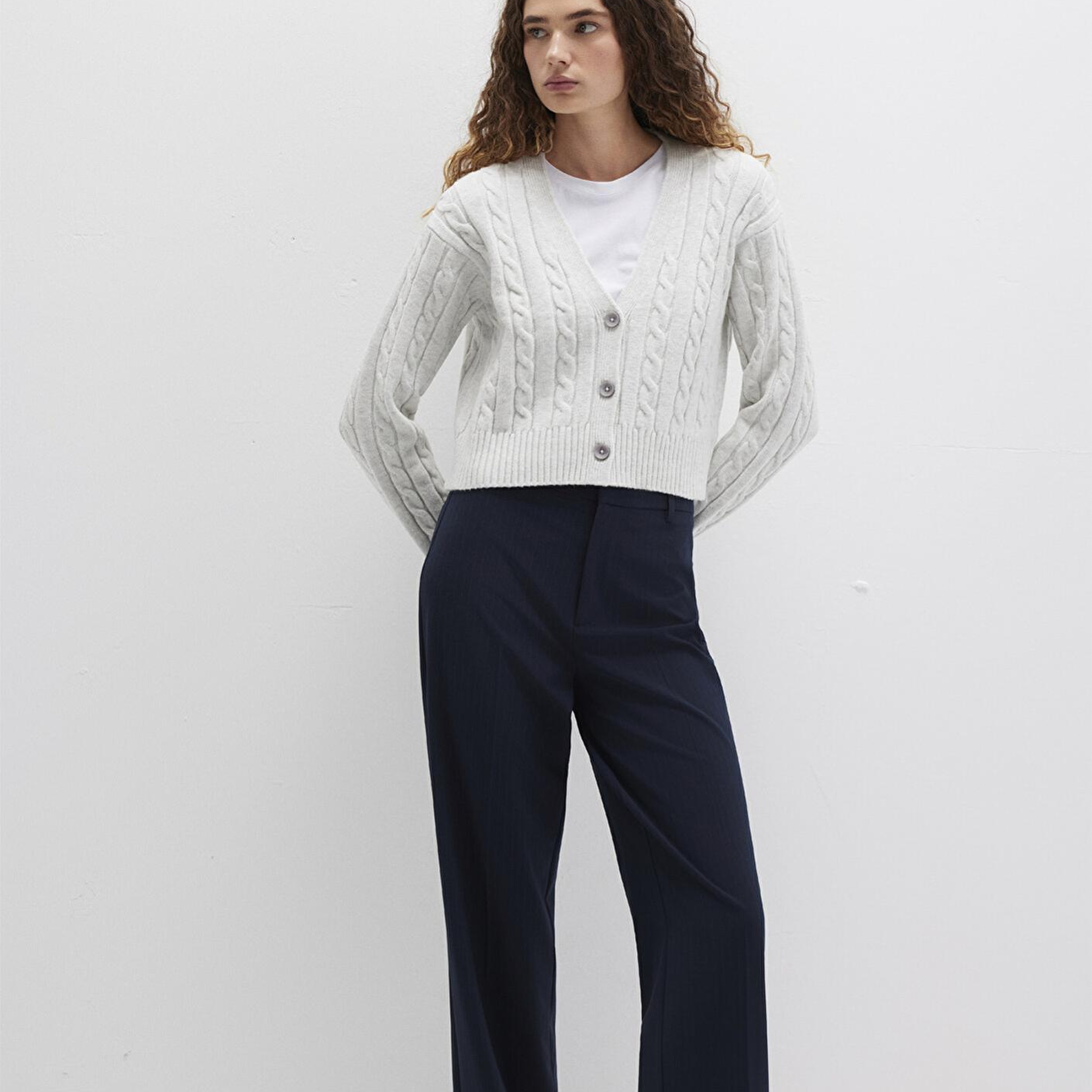 Mavi Düğmeli Gri Hırka Regular Fit / Normal Kesim 1710576-88467