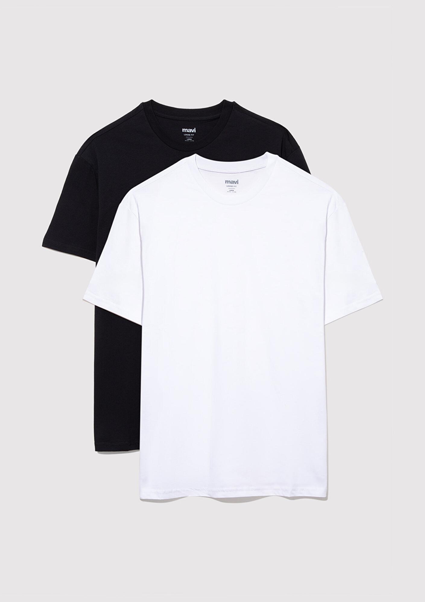 Mavi 2li Erkek Basic Tişört Loose Fit / Bol Rahat Kesim 0612317-900