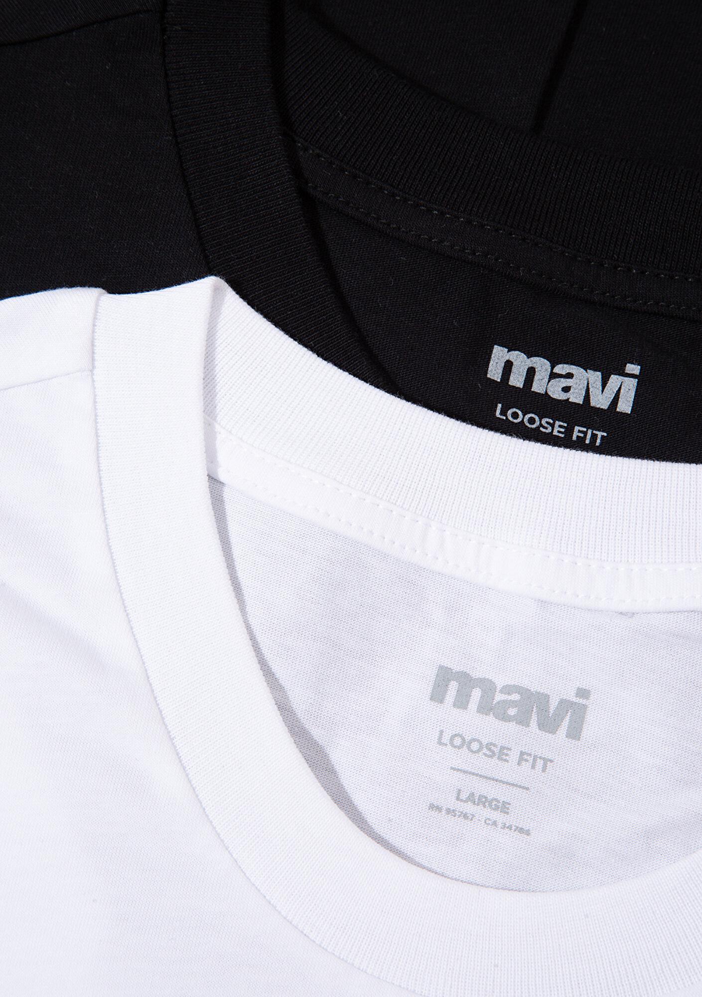 Mavi 2li Erkek Basic Tişört Loose Fit / Bol Rahat Kesim 0612317-900