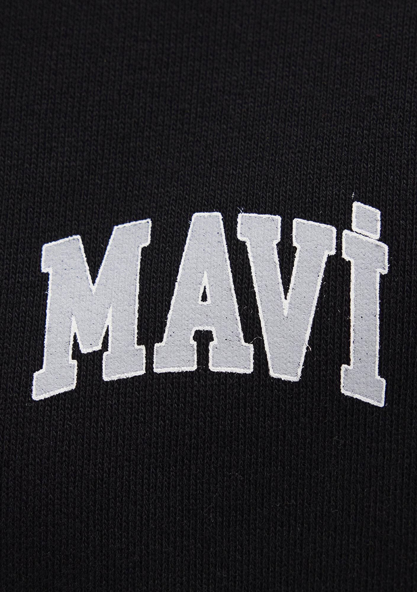 Mavi Mavi Logo Baskılı Kapüşonlu Fermuarlı Siyah Sweatshirt 1S10178-900