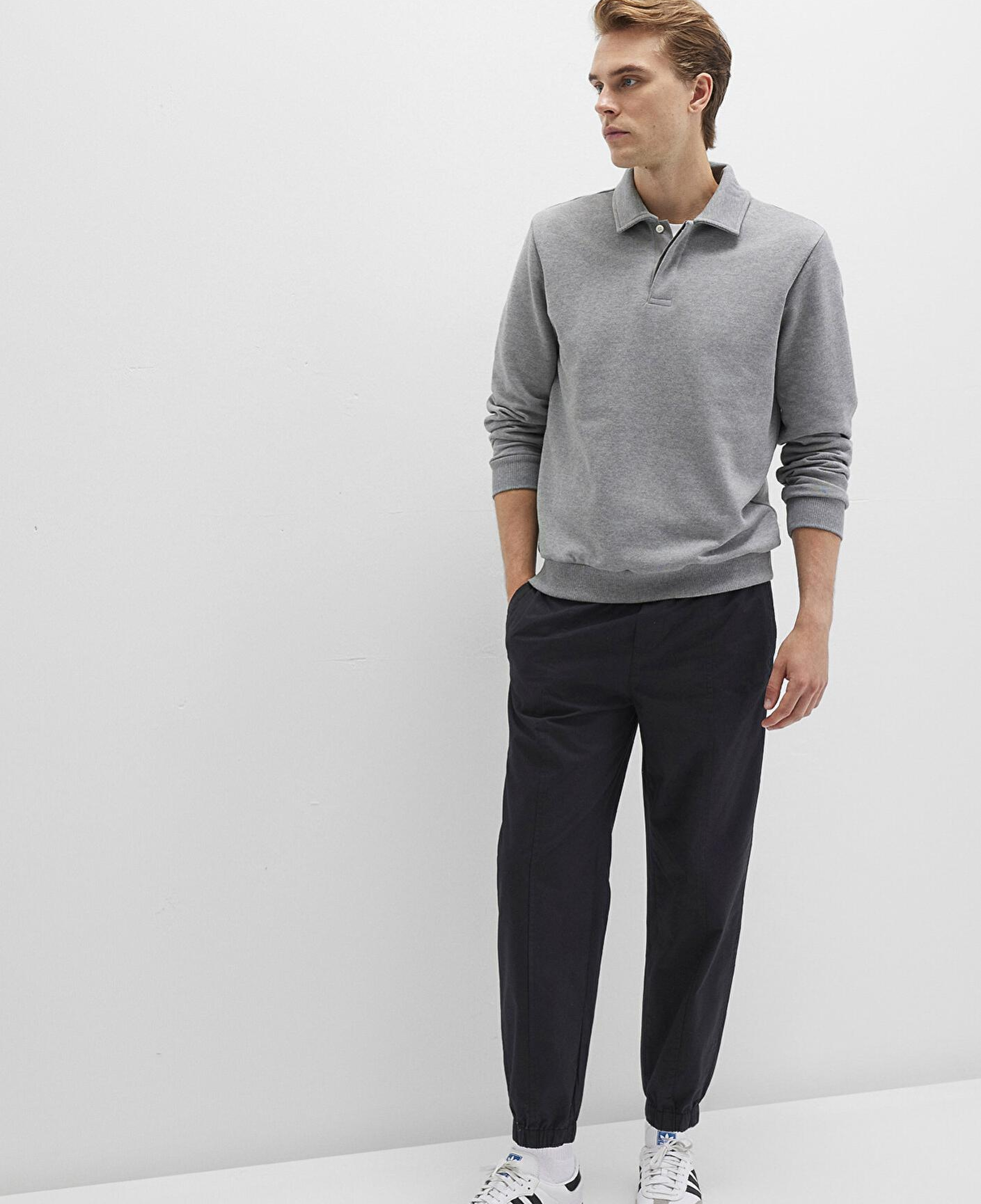 Mavi Beli Lastikli Siyah Jogger Pantolon 0010190-900