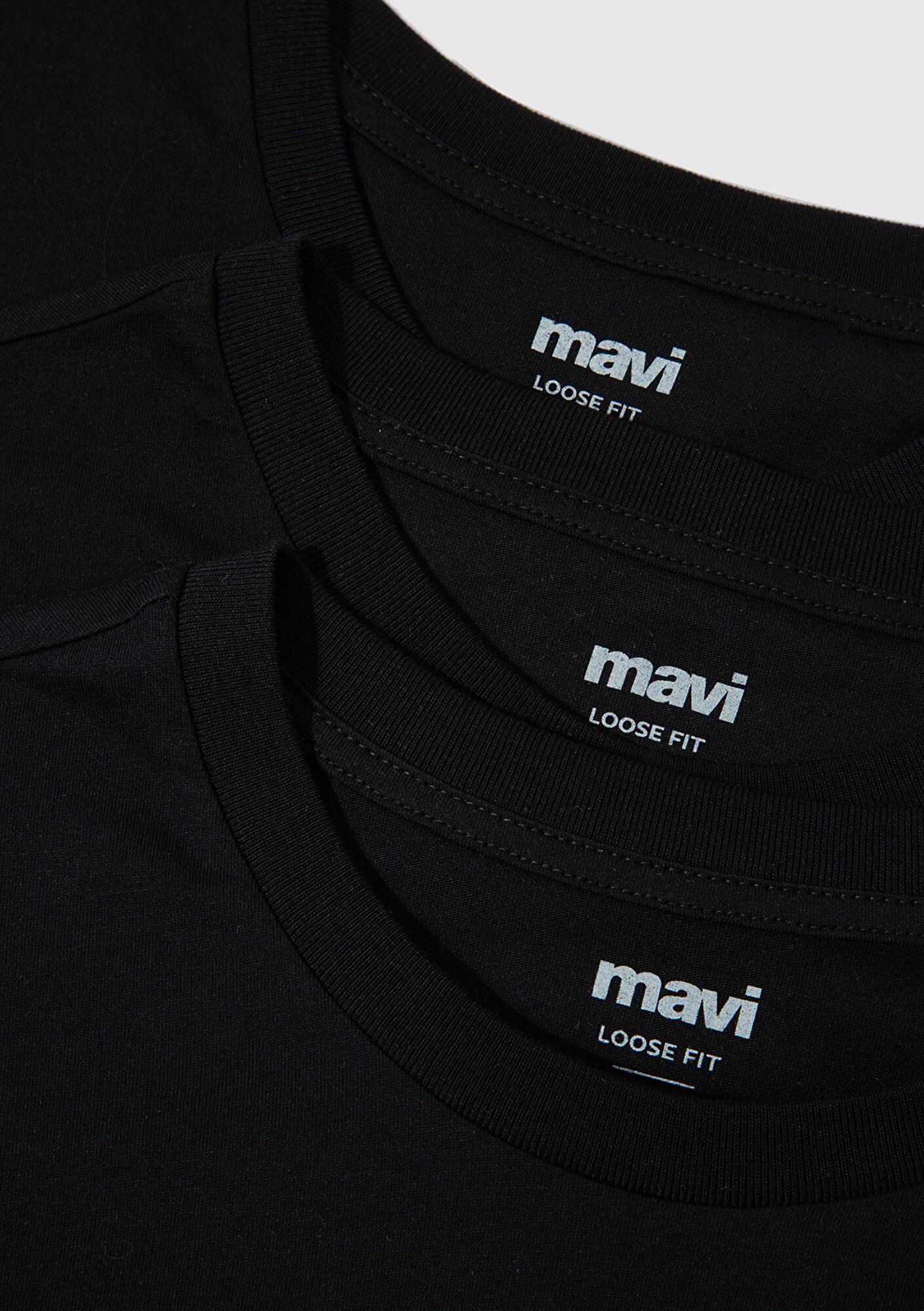 Mavi 3lü Erkek Basic Tişört Loose Fit / Bol Rahat Kesim 0612315-900