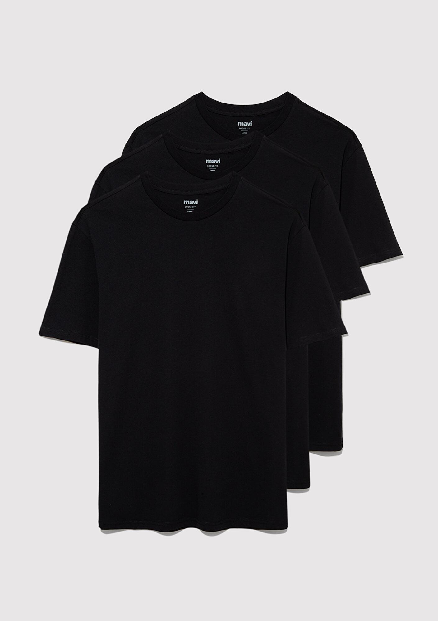 Mavi 3lü Erkek Basic Tişört Loose Fit / Bol Rahat Kesim 0612315-900