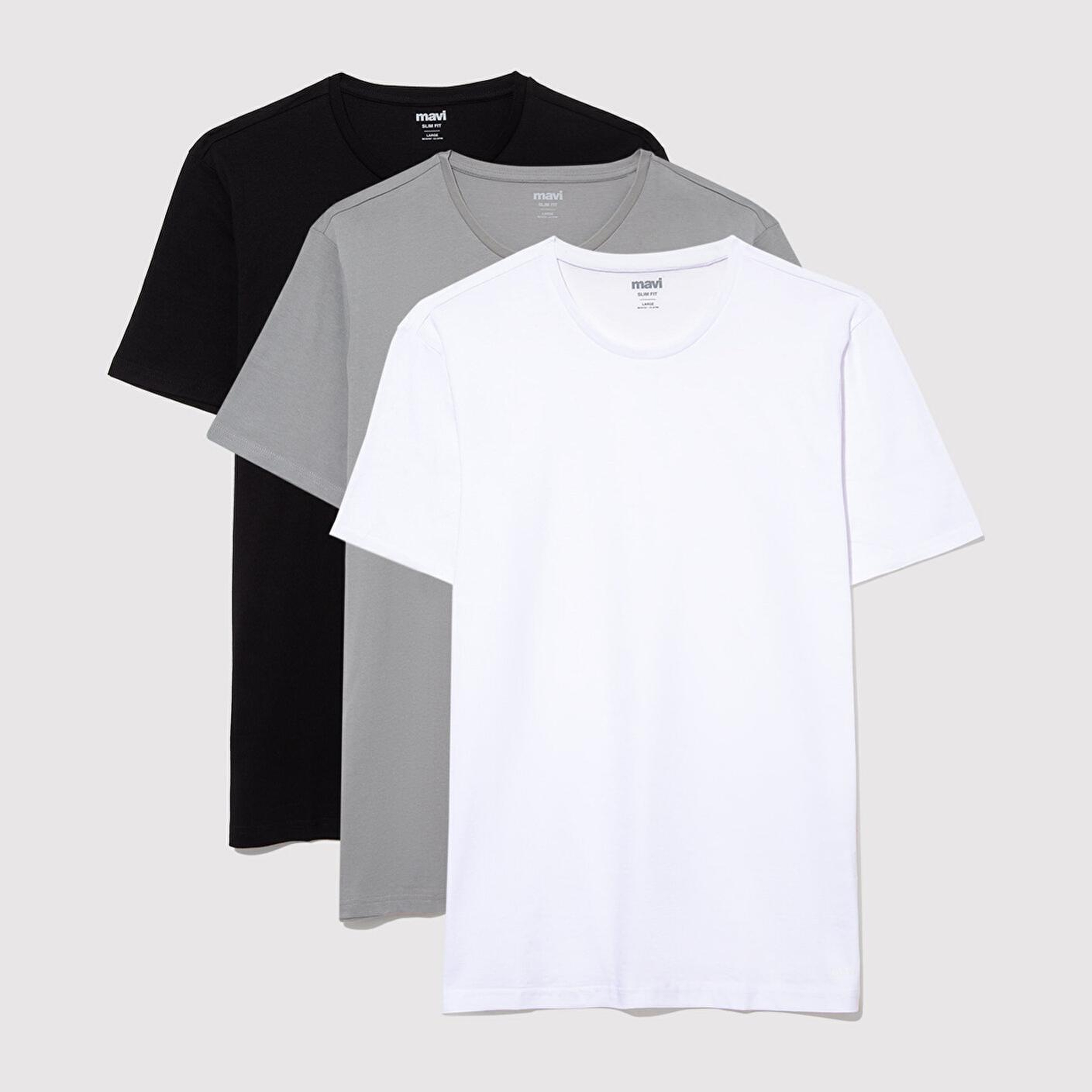 Mavi 3lü Bisiklet Yaka Erkek Basic Tişört Slim Fit / Dar Kesim 0611784-900