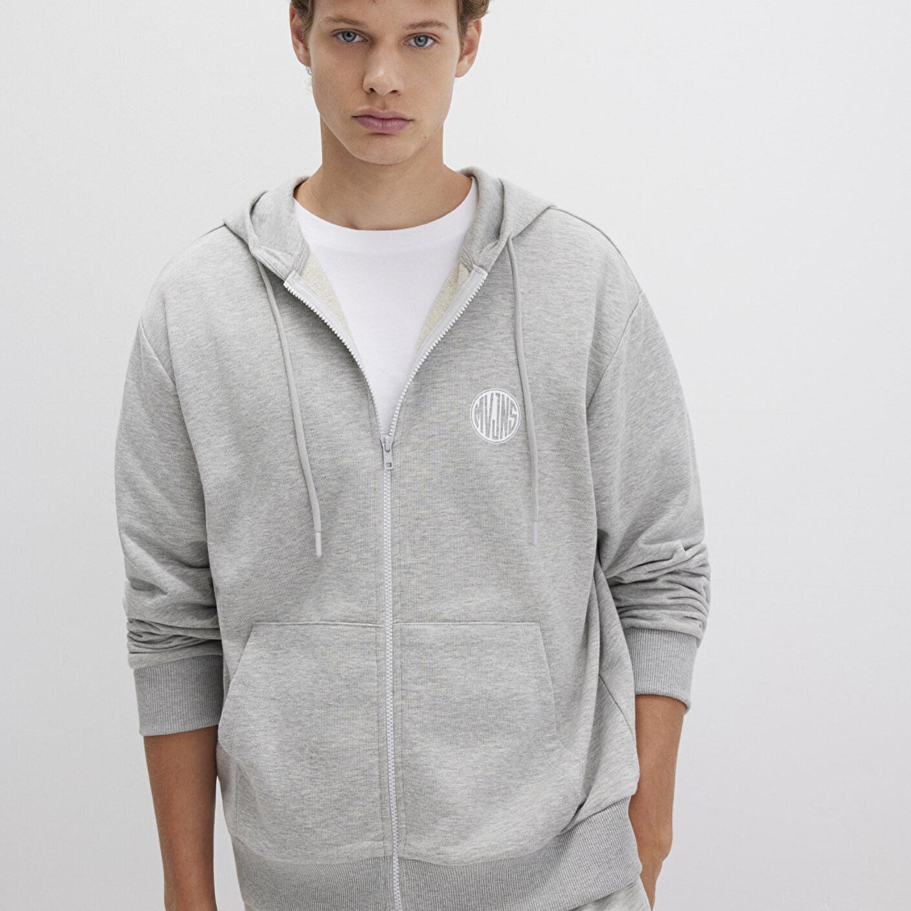 Mavi MVJNS Logo Baskılı Fermuarlı Kapüşonlu Gri Sweatshirt 0S10193-80196