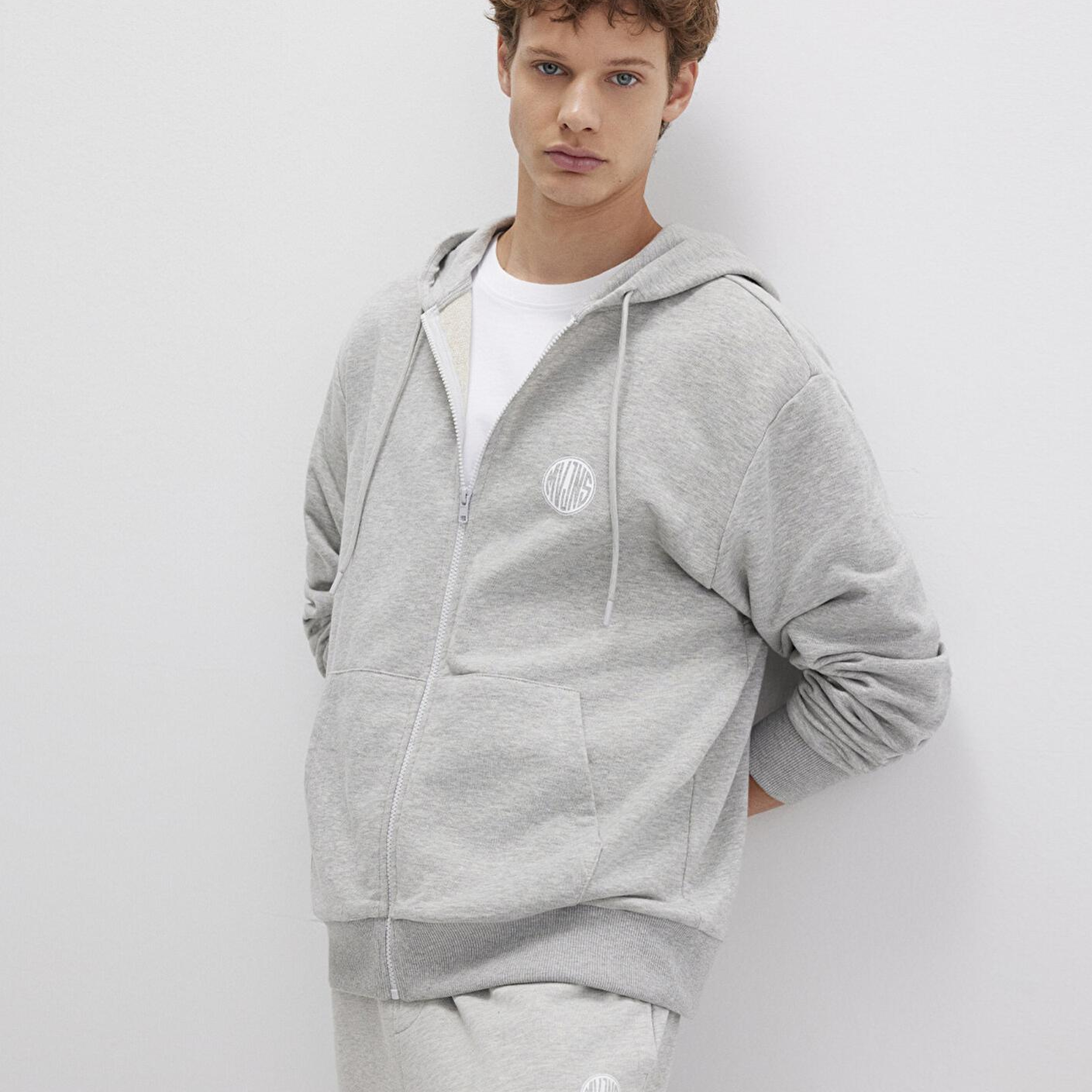 Mavi MVJNS Logo Baskılı Fermuarlı Kapüşonlu Gri Sweatshirt 0S10193-80196