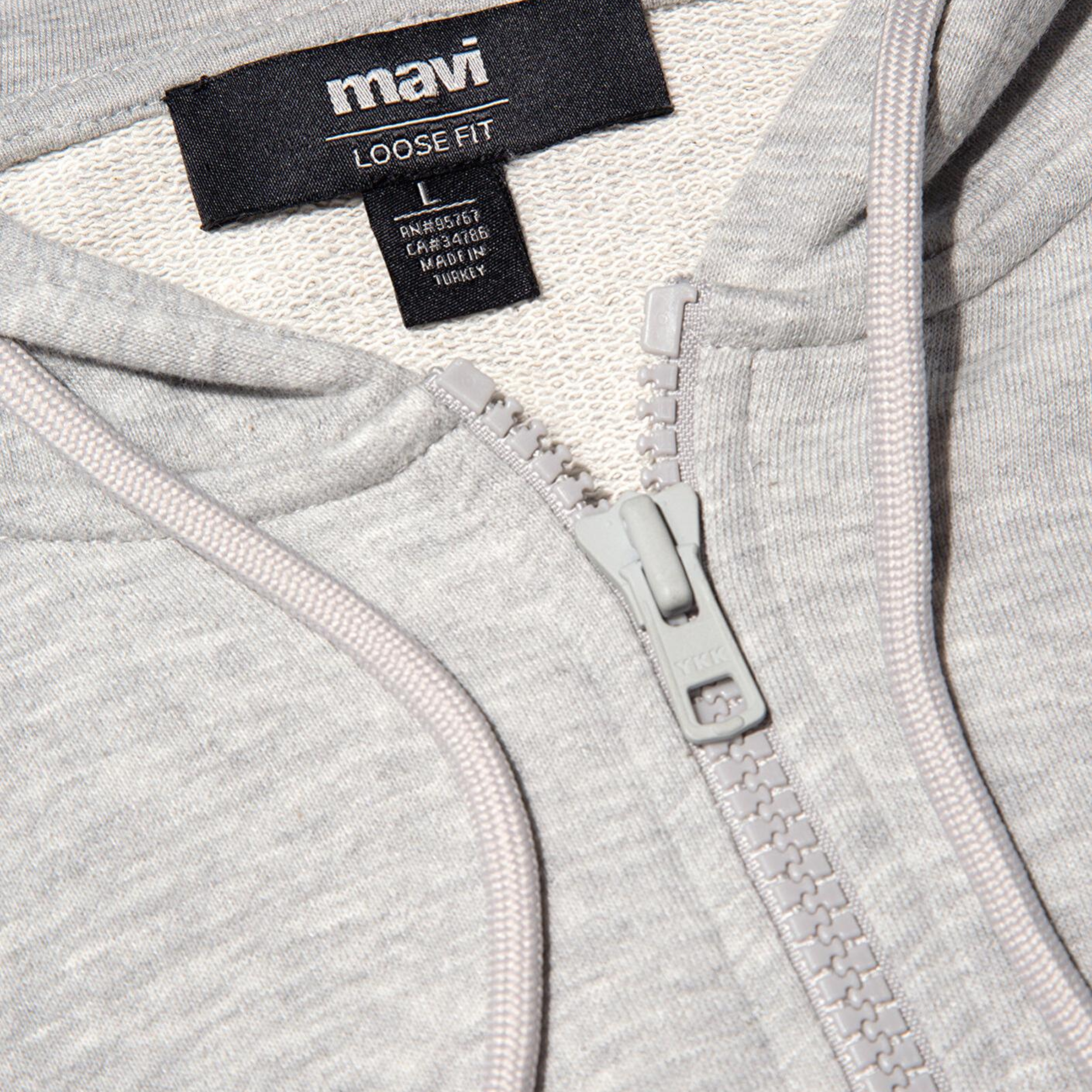 Mavi MVJNS Logo Baskılı Fermuarlı Kapüşonlu Gri Sweatshirt 0S10193-80196