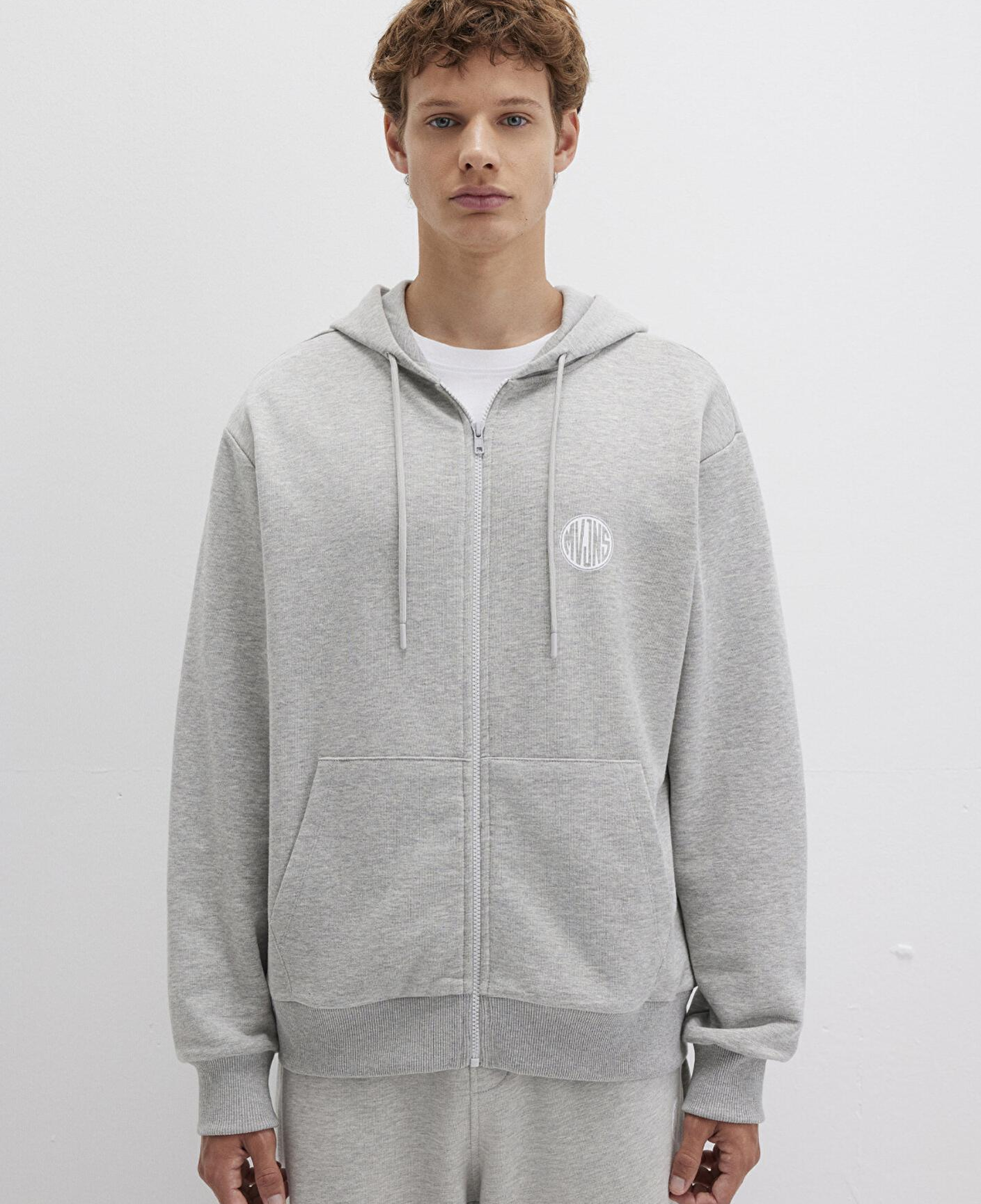 Mavi MVJNS Logo Baskılı Fermuarlı Kapüşonlu Gri Sweatshirt 0S10193-80196