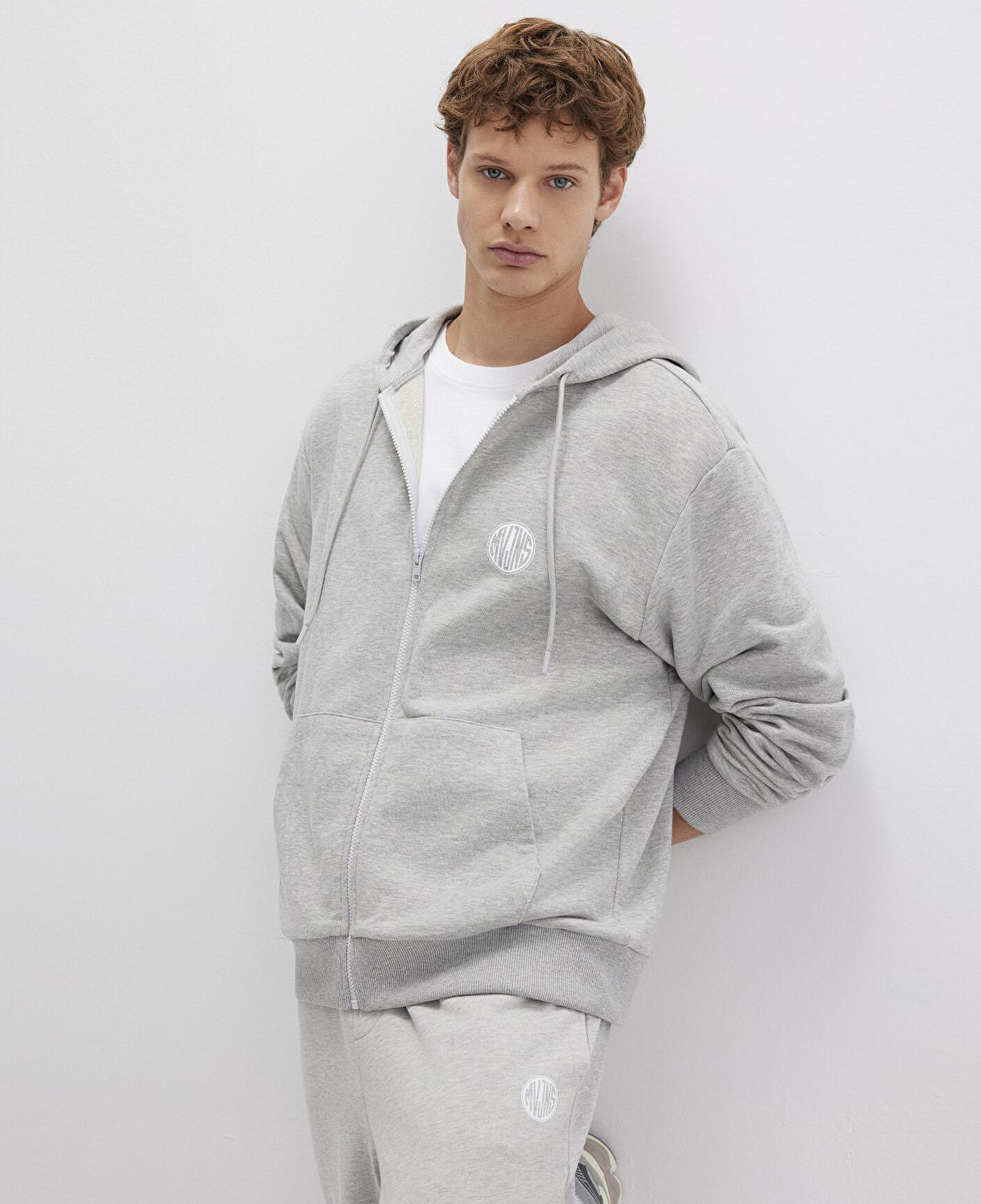 Mavi MVJNS Logo Baskılı Fermuarlı Kapüşonlu Gri Sweatshirt 0S10193-80196