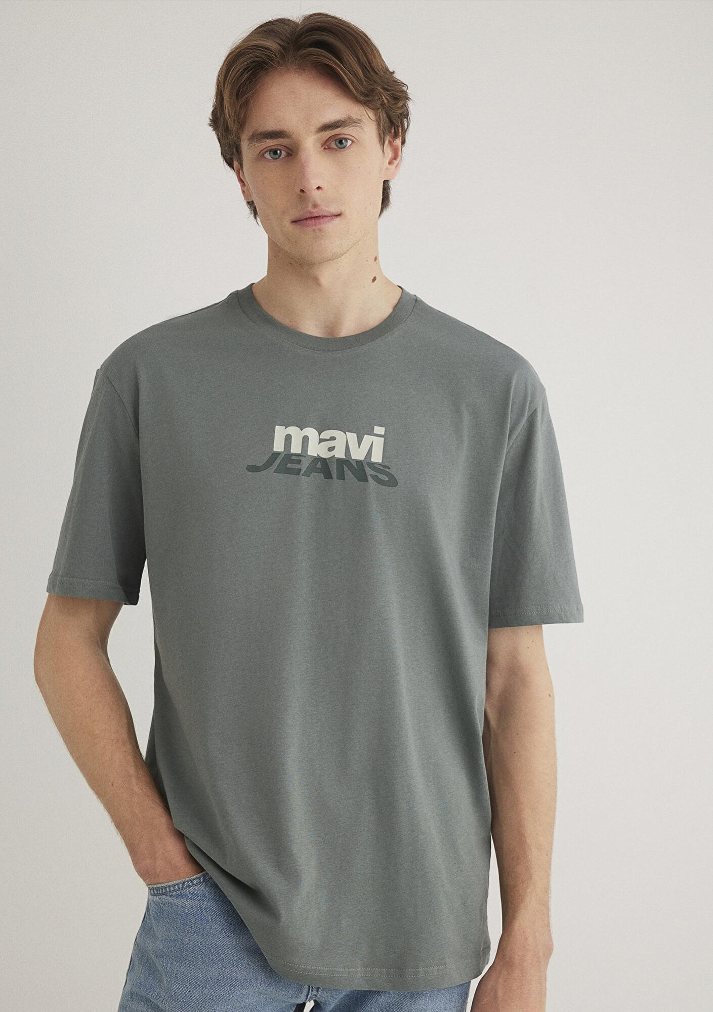 Mavi Mavi Logo Baskılı Yeşil Tişört Loose Fit / Bol Rahat Kesim 0612355-71577