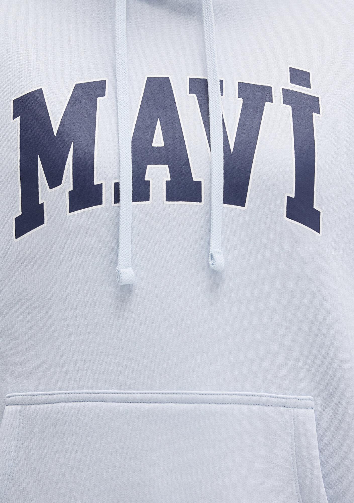 Mavi Mavi Logo Baskılı Kapüşonlu Mavi Sweatshirt 1600361-70717