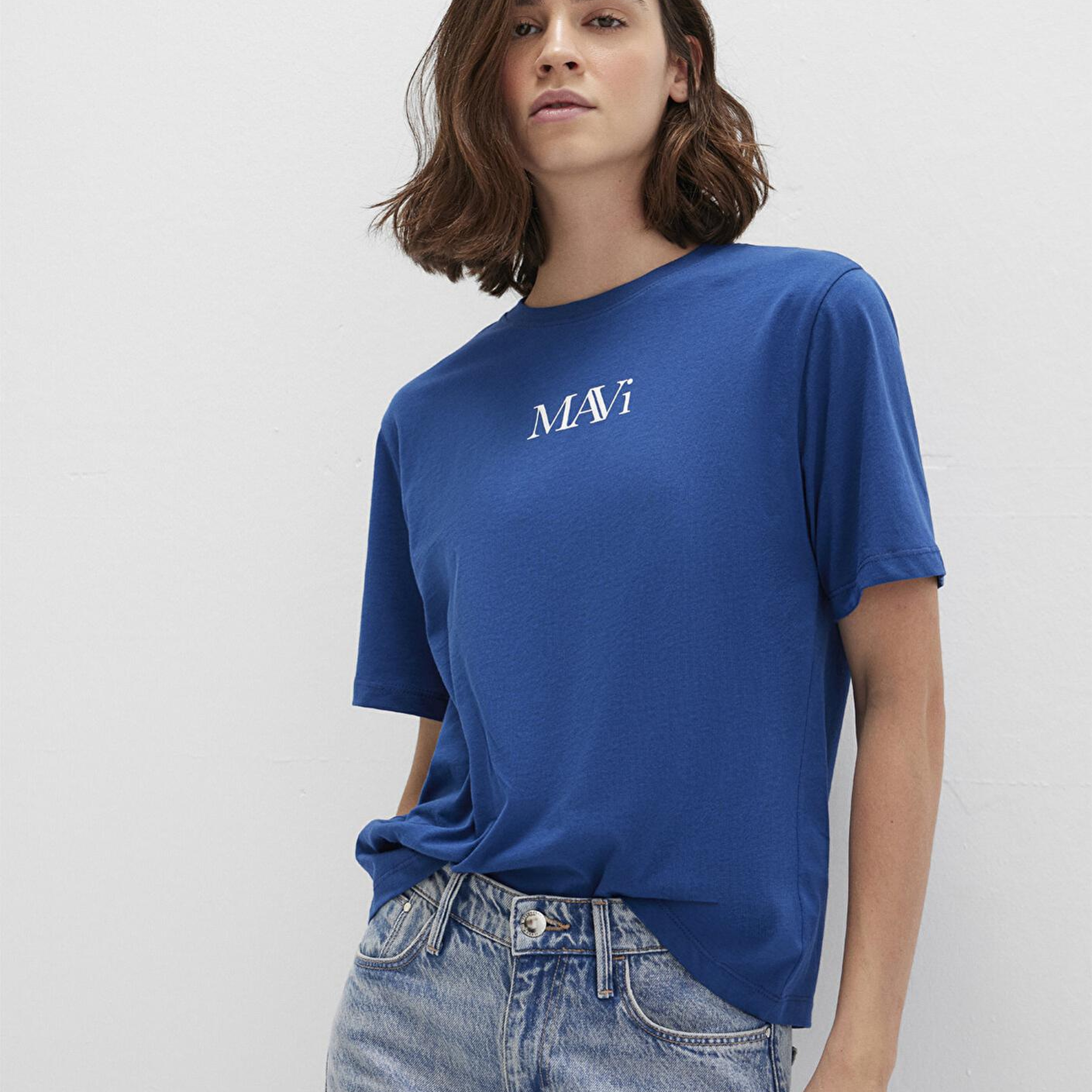 Mavi Mavi Logo Baskılı Lacivert Tişört Regular Fit / Normal Kesim 1611594-82625