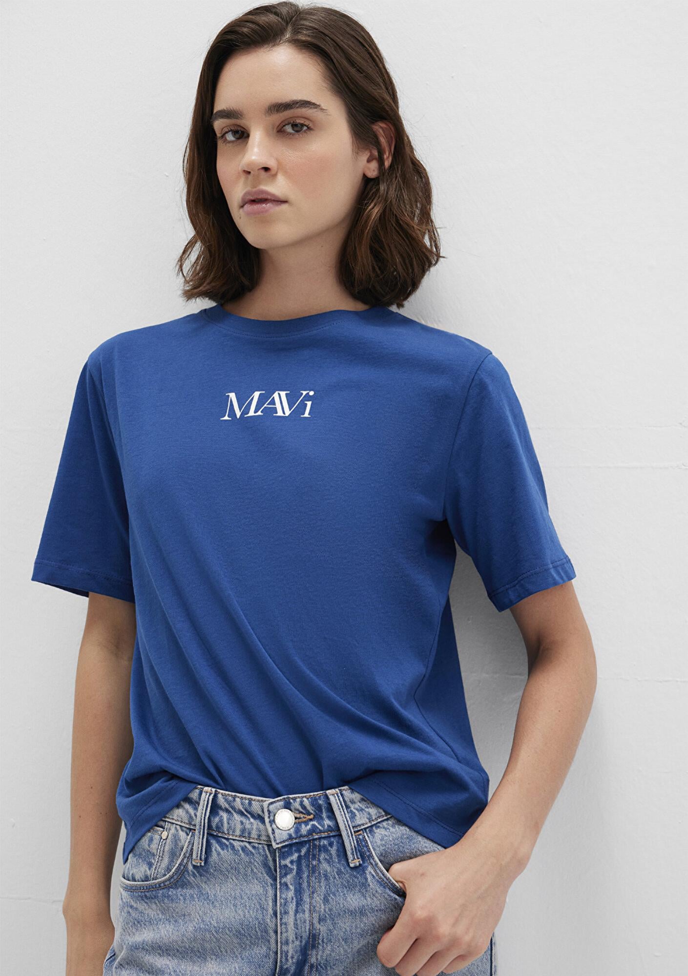 Mavi Mavi Logo Baskılı Lacivert Tişört Regular Fit / Normal Kesim 1611594-82625