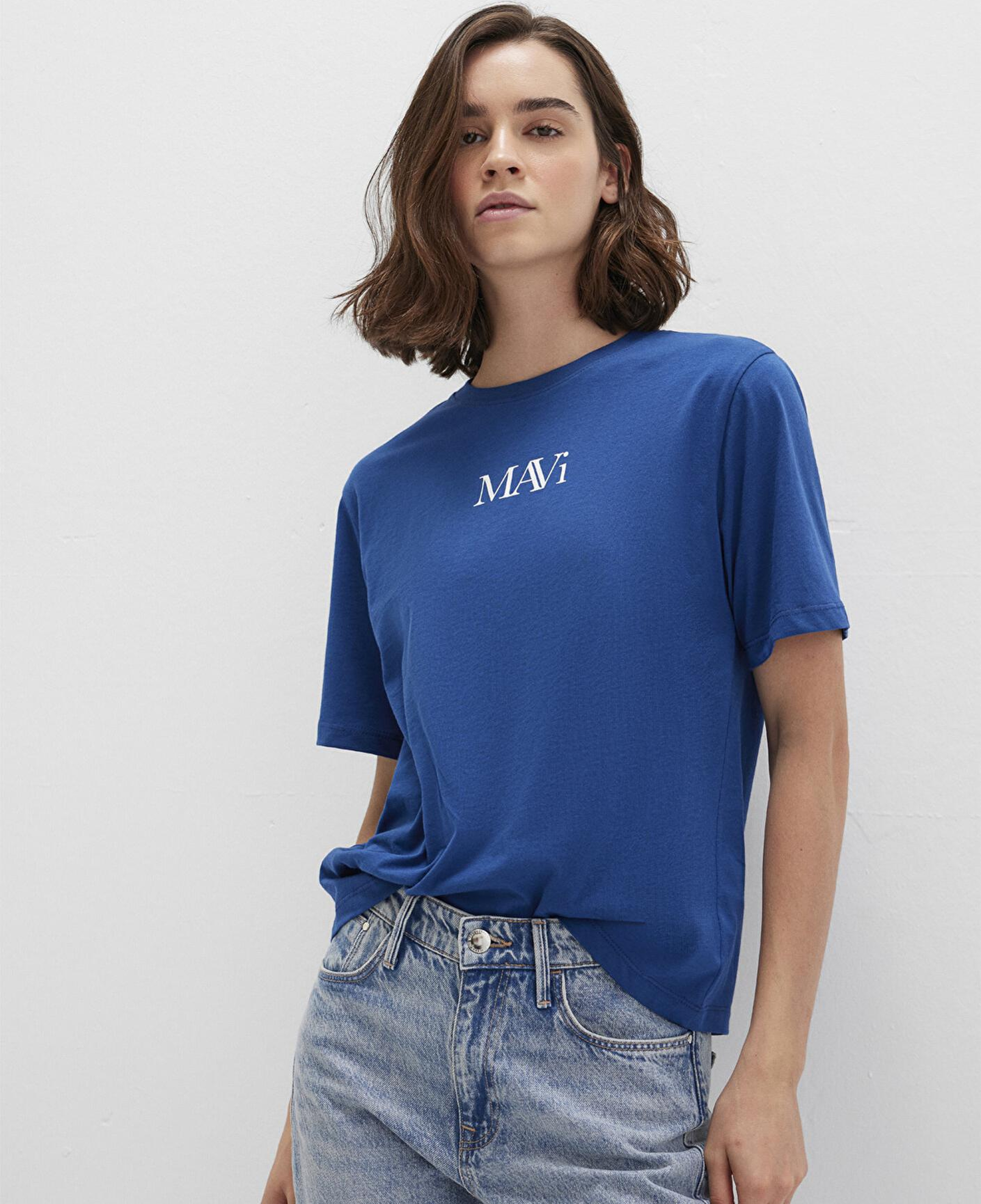 Mavi Mavi Logo Baskılı Lacivert Tişört Regular Fit / Normal Kesim 1611594-82625