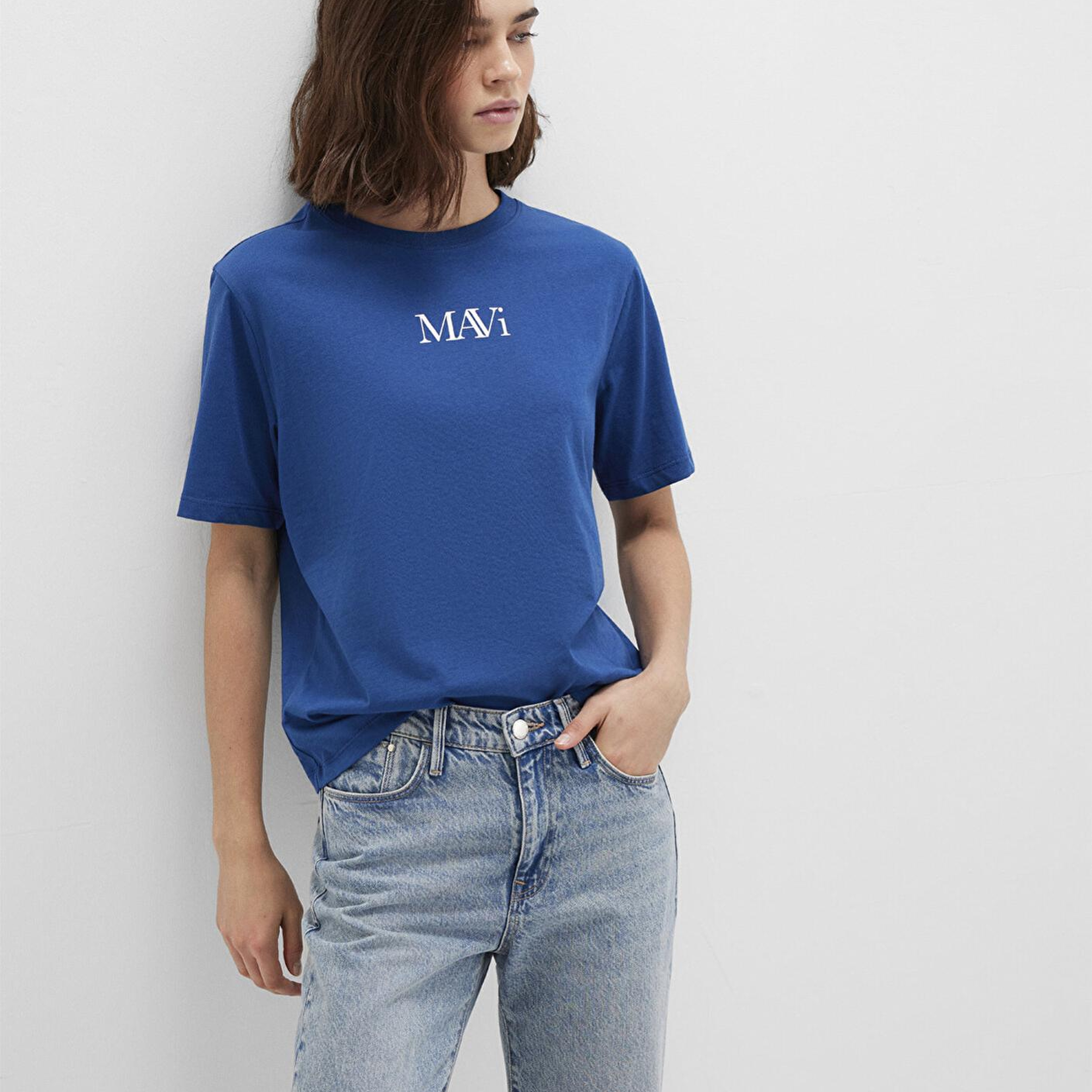 Mavi Mavi Logo Baskılı Lacivert Tişört Regular Fit / Normal Kesim 1611594-82625