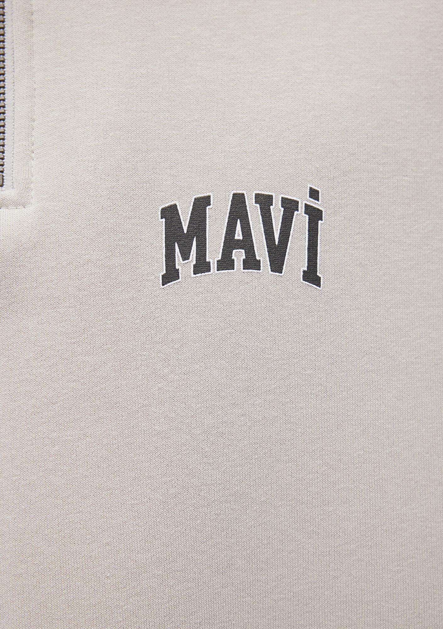 Mavi Mavi Logo Baskılı Yarı Fermuarlı Gri Sweatshirt 0S10208-70074