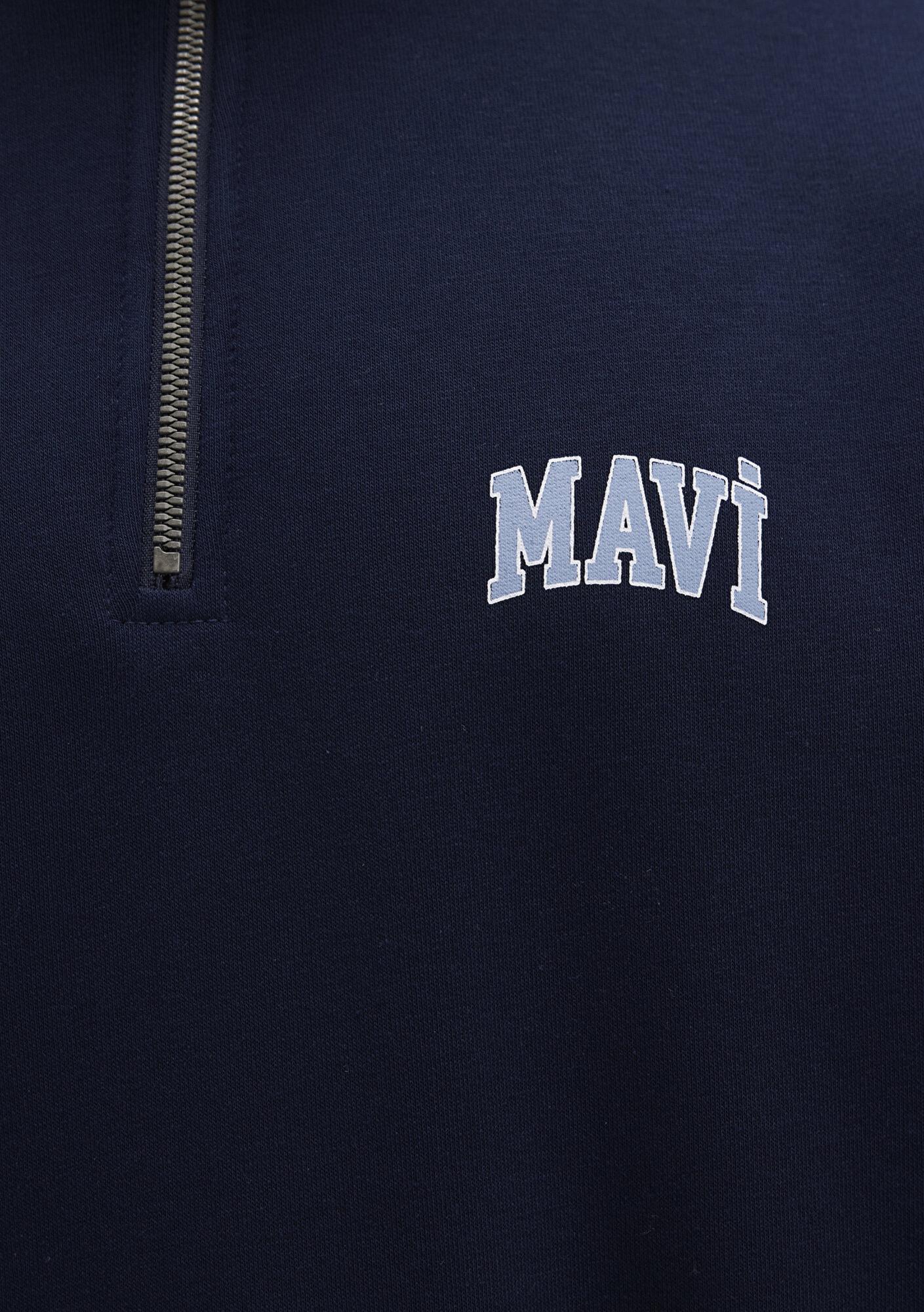 Mavi Mavi Logo Baskılı Yarı Fermuarlı Lacivert Sweatshirt 0S10208-70497