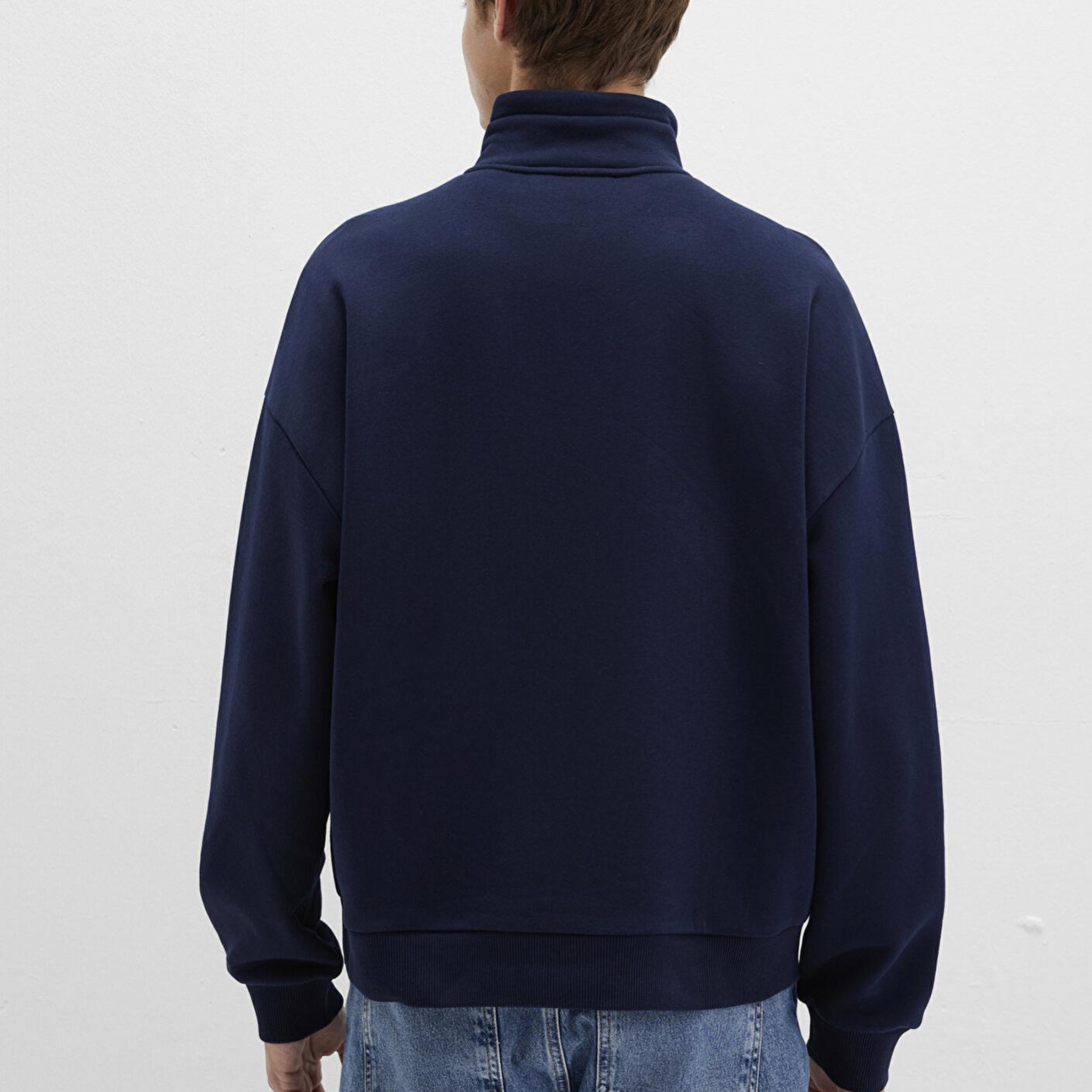 Mavi Mavi Logo Baskılı Yarı Fermuarlı Lacivert Sweatshirt 0S10208-70497