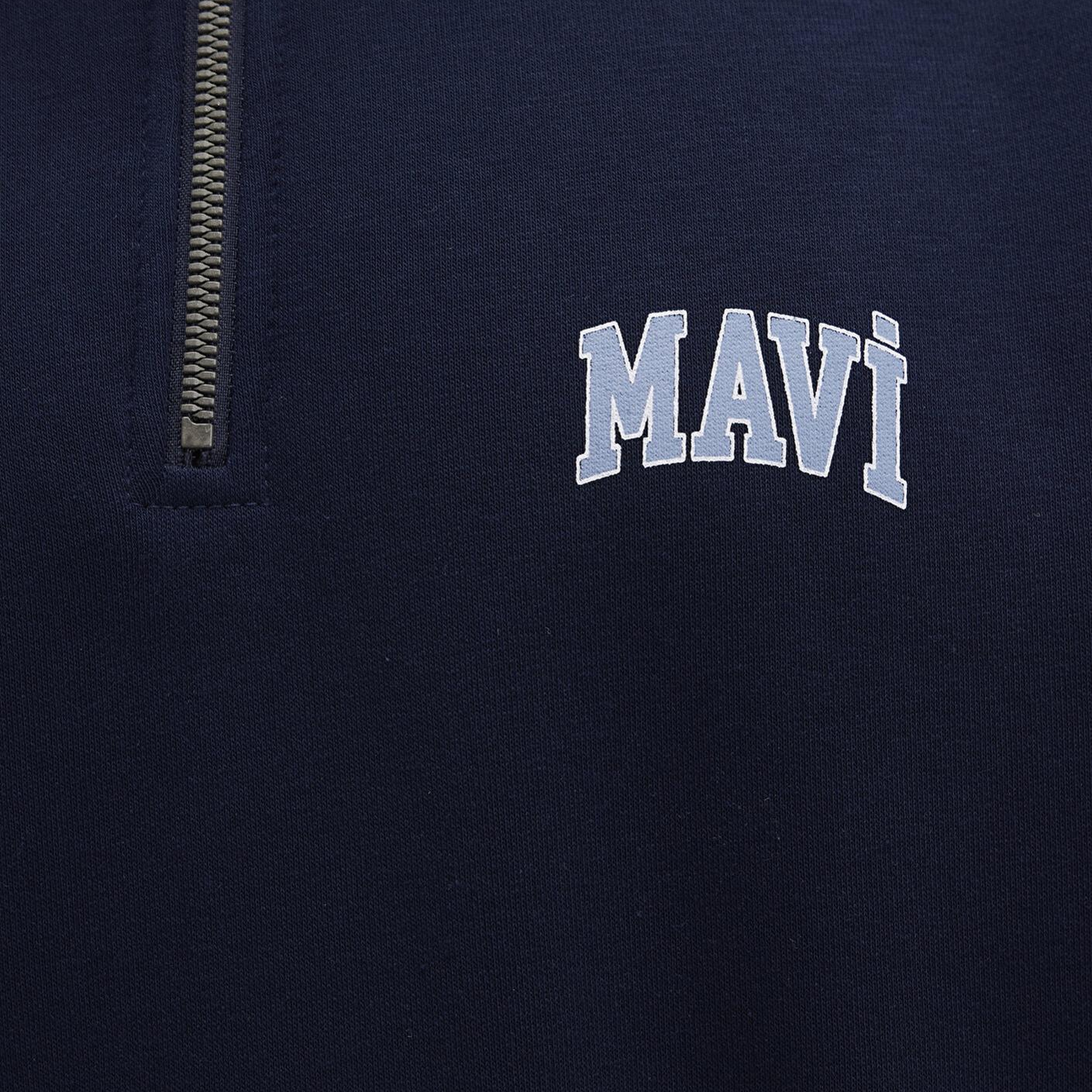 Mavi Mavi Logo Baskılı Yarı Fermuarlı Lacivert Sweatshirt 0S10208-70497