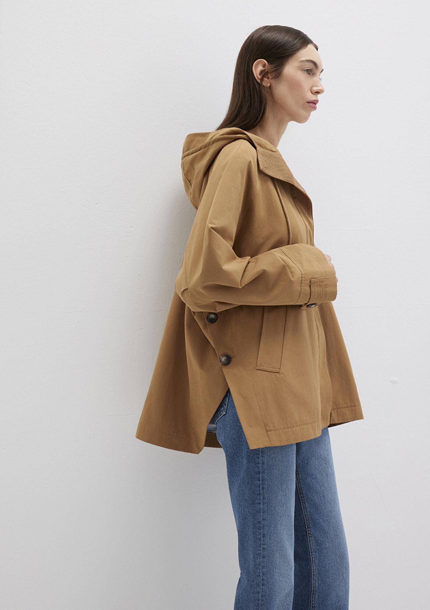 Mavi Kapüşonlu Kahverengi Trençkot 1110573-70269