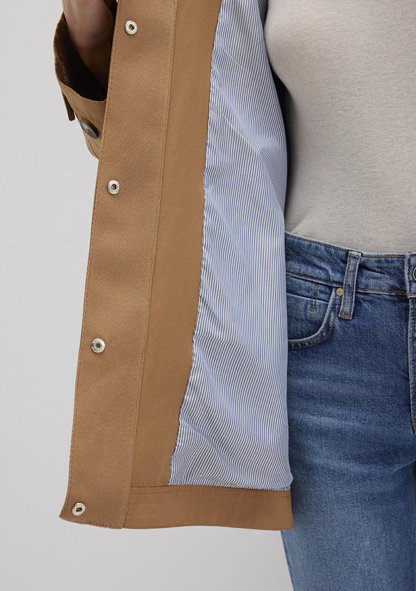 Mavi Kapüşonlu Kahverengi Trençkot 1110573-70269