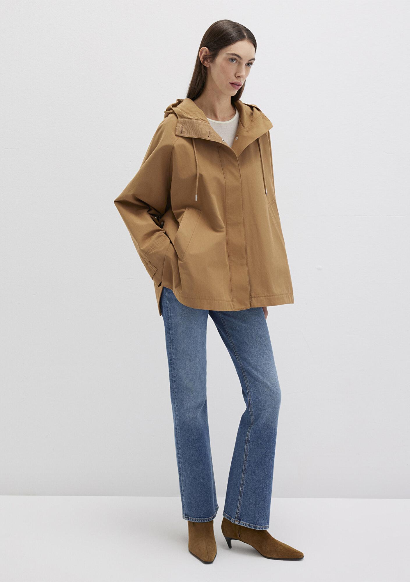 Mavi Kapüşonlu Kahverengi Trençkot 1110573-70269