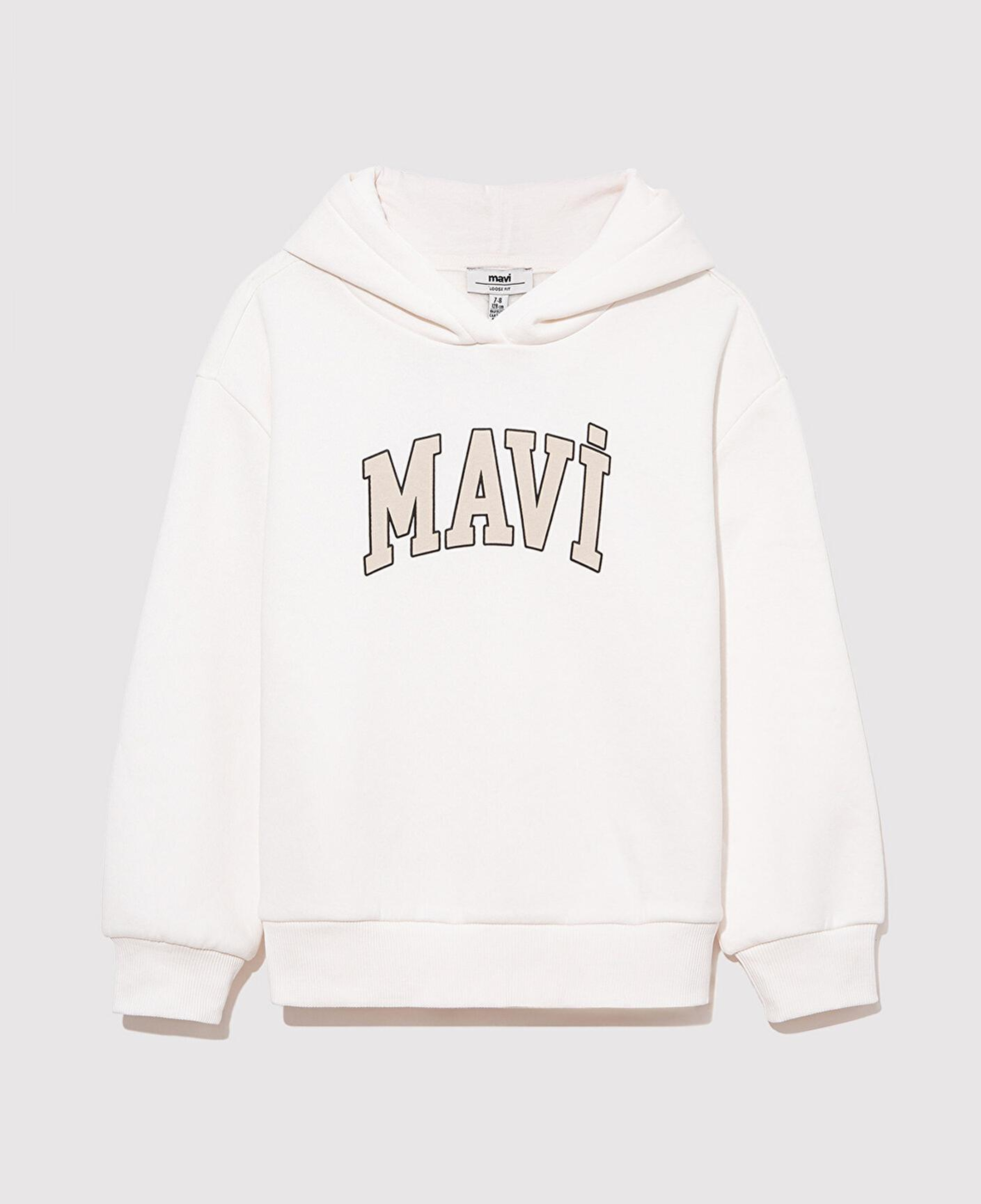 Mavi Mavi Logo Baskılı Kapüşonlu Beyaz Sweatshirt 7610035-81964