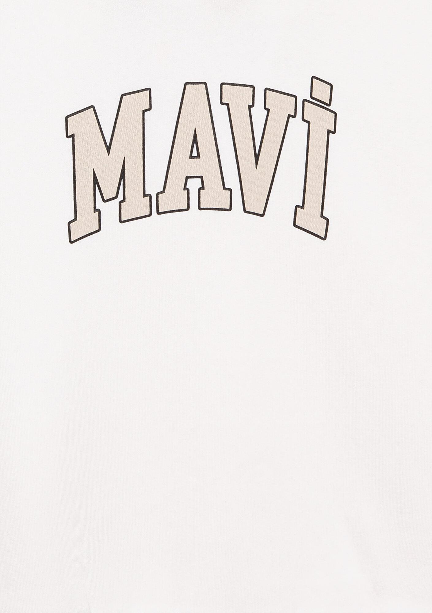 Mavi Mavi Logo Baskılı Kapüşonlu Beyaz Sweatshirt 7610035-81964