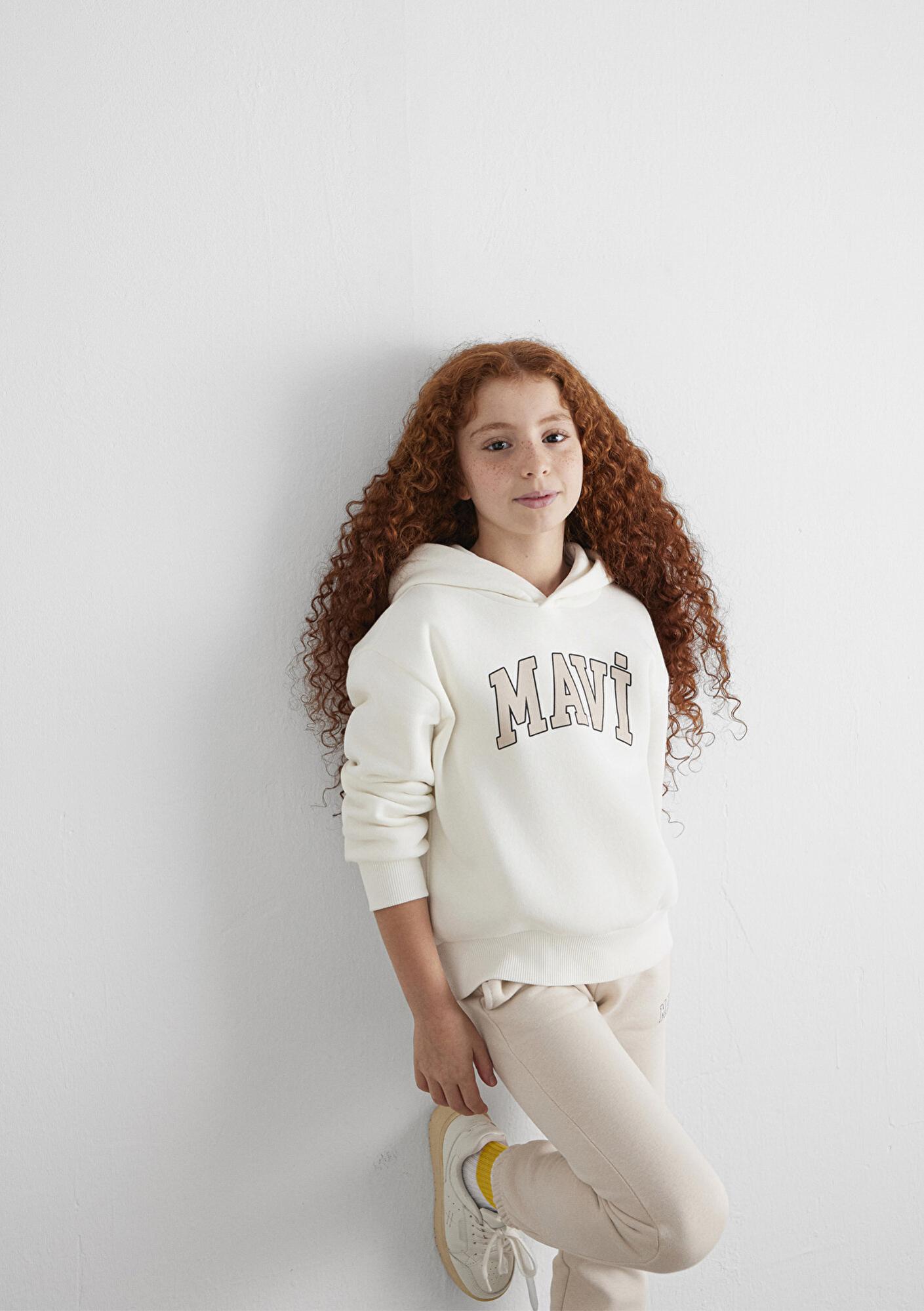 Mavi Mavi Logo Baskılı Kapüşonlu Beyaz Sweatshirt 7610035-81964