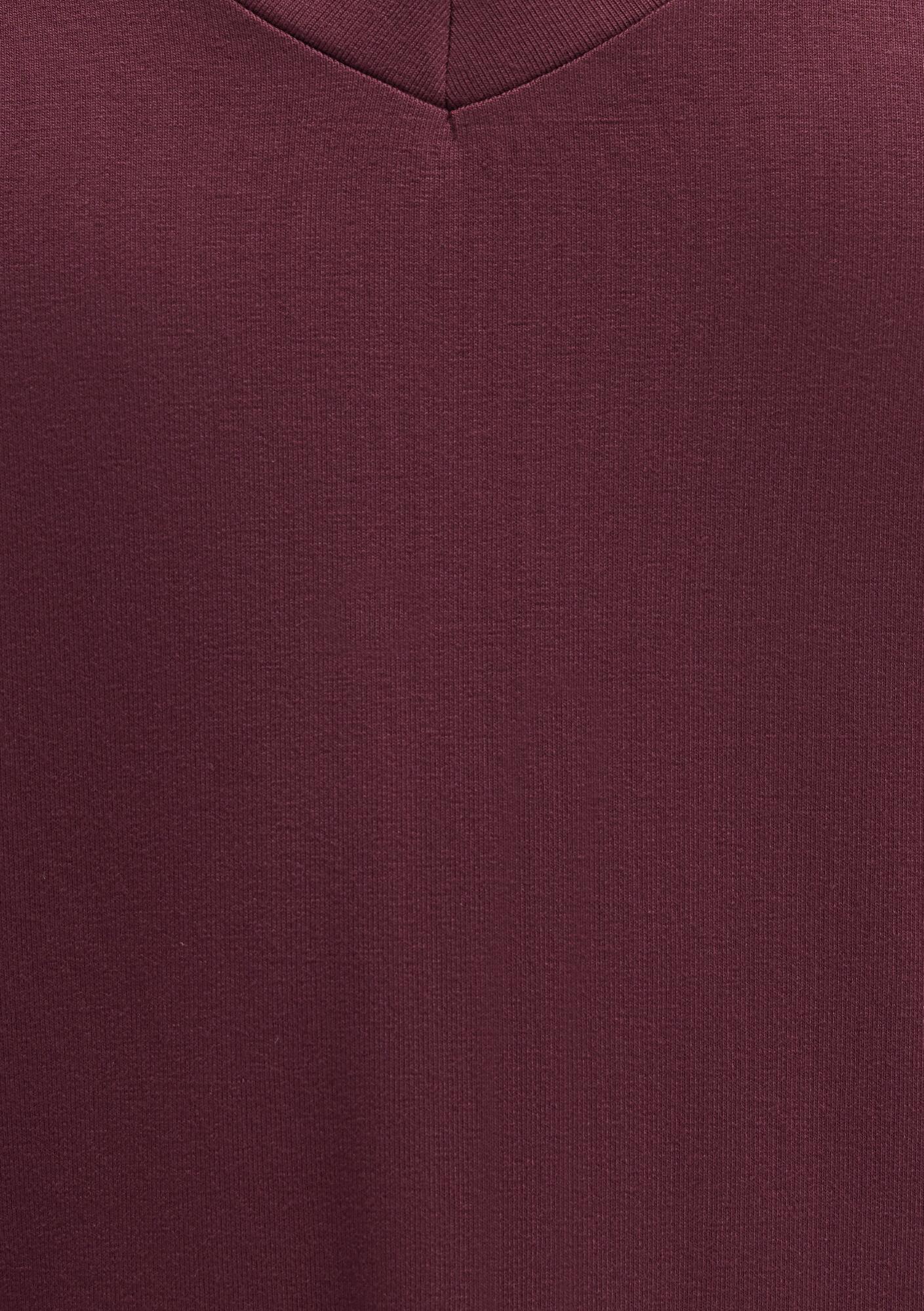 Mavi V Yaka Bordo Basic Viskoz Tişört Regular Fit / Normal Kesim 167714-70393