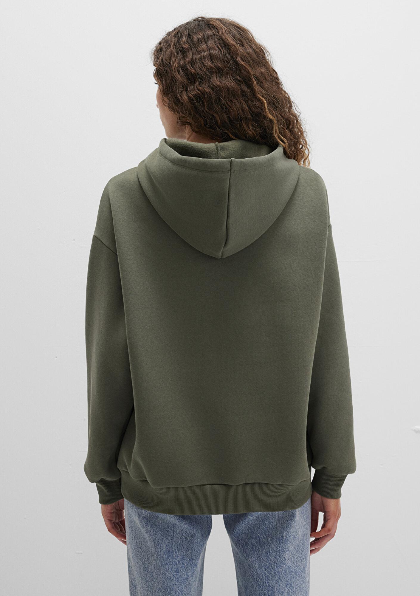 Mavi Mavi Logo Baskılı Kapüşonlu Haki Sweatshirt 1600361-71581