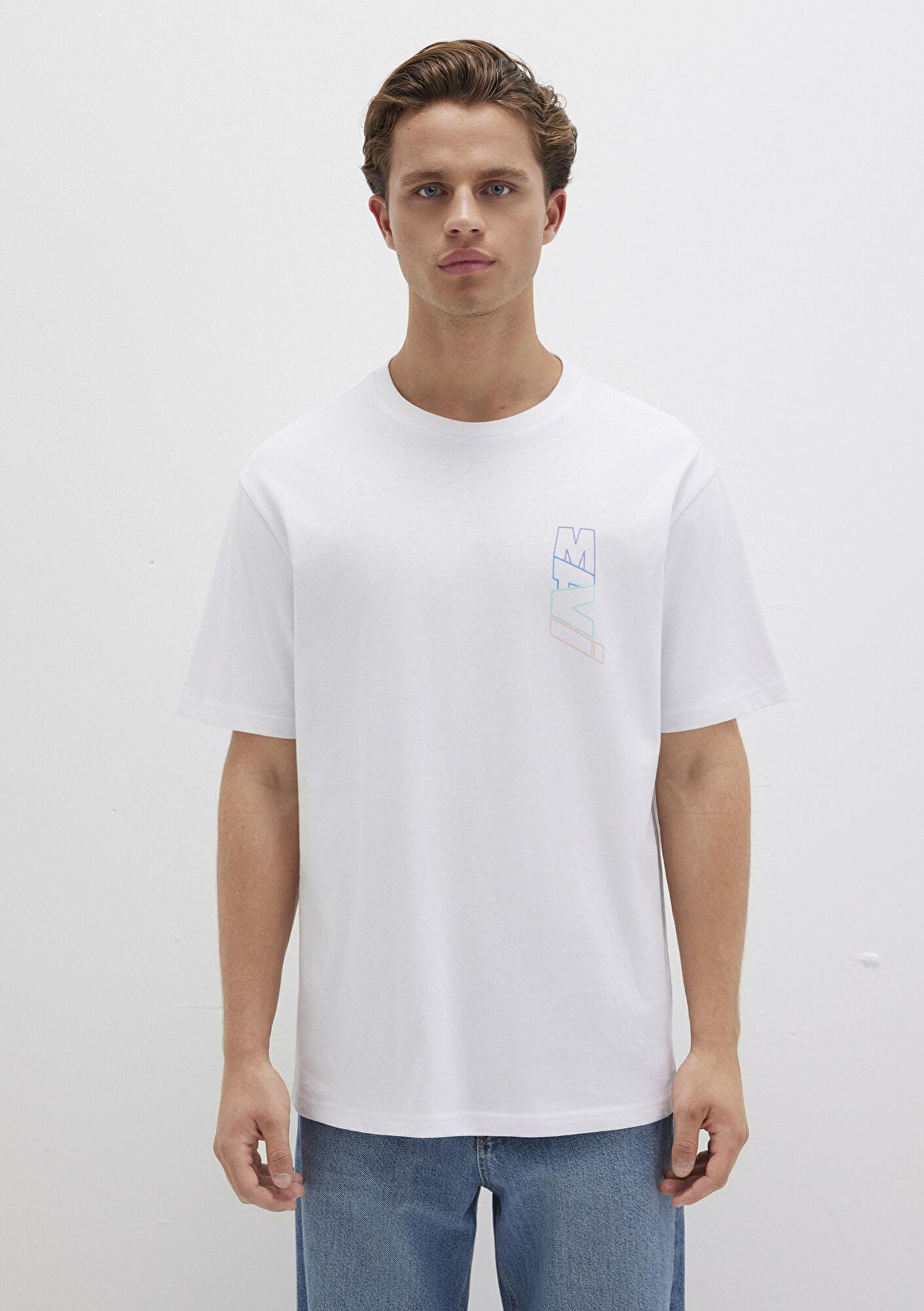 Mavi Mavi Logo Sırt Baskılı Beyaz Tişört Loose Fit / Bol Rahat Kesim 0612350-620