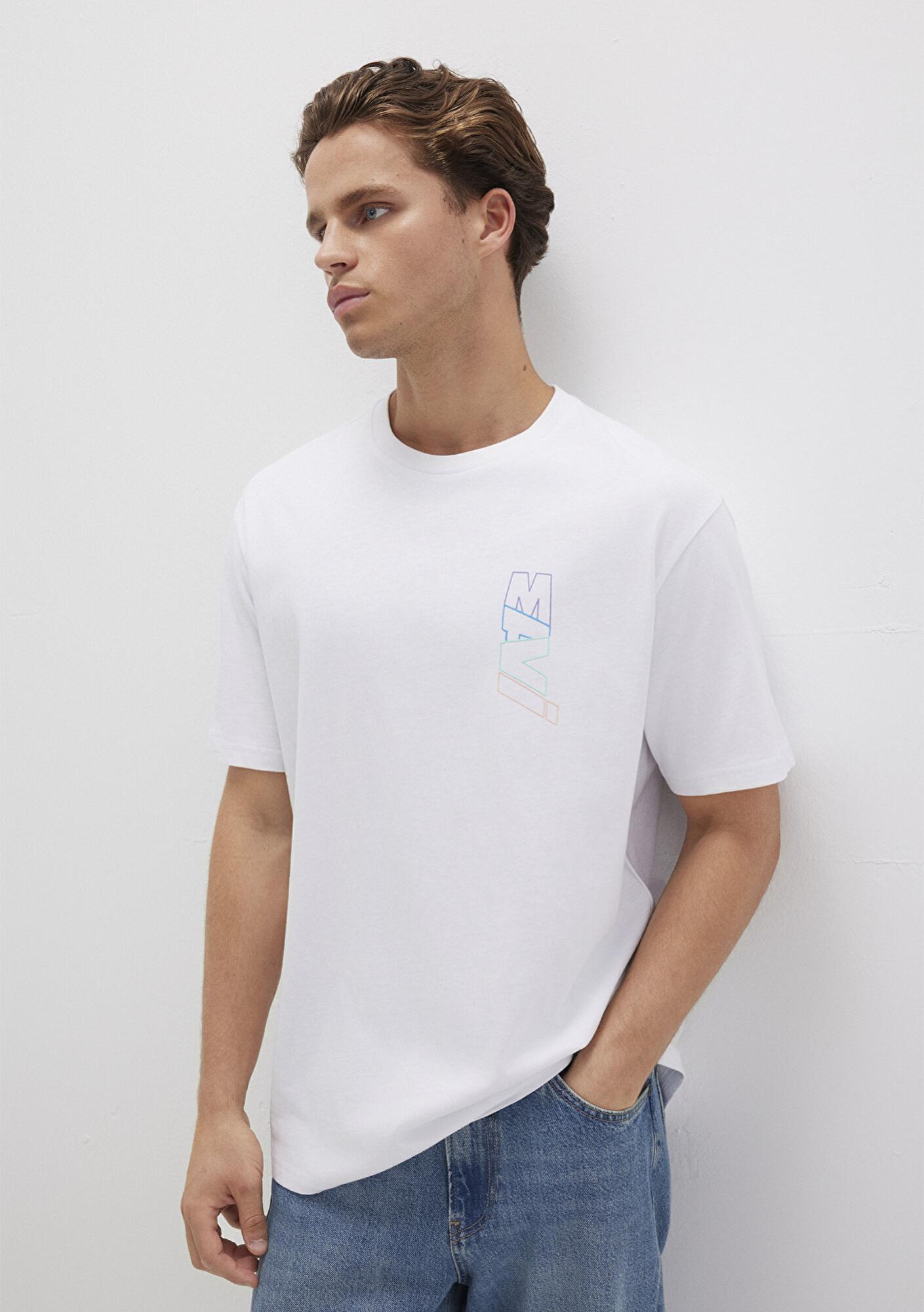 Mavi Mavi Logo Sırt Baskılı Beyaz Tişört Loose Fit / Bol Rahat Kesim 0612350-620