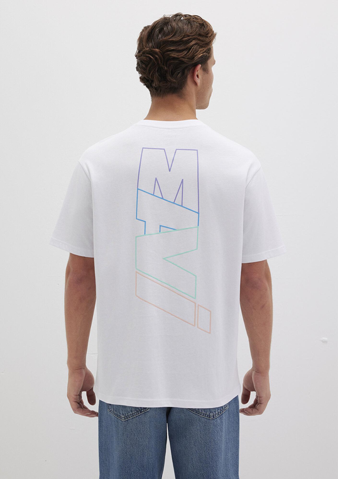 Mavi Mavi Logo Sırt Baskılı Beyaz Tişört Loose Fit / Bol Rahat Kesim 0612350-620