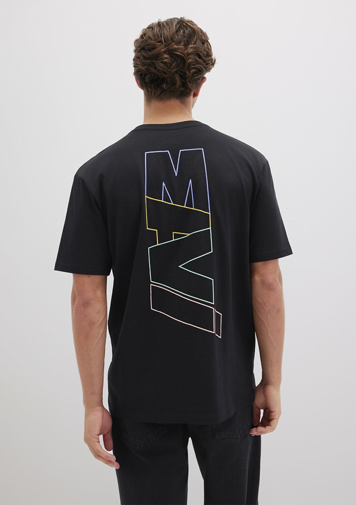 Mavi Mavi Logo Sırt Baskılı Siyah Tişört Loose Fit / Bol Rahat Kesim 0612350-900