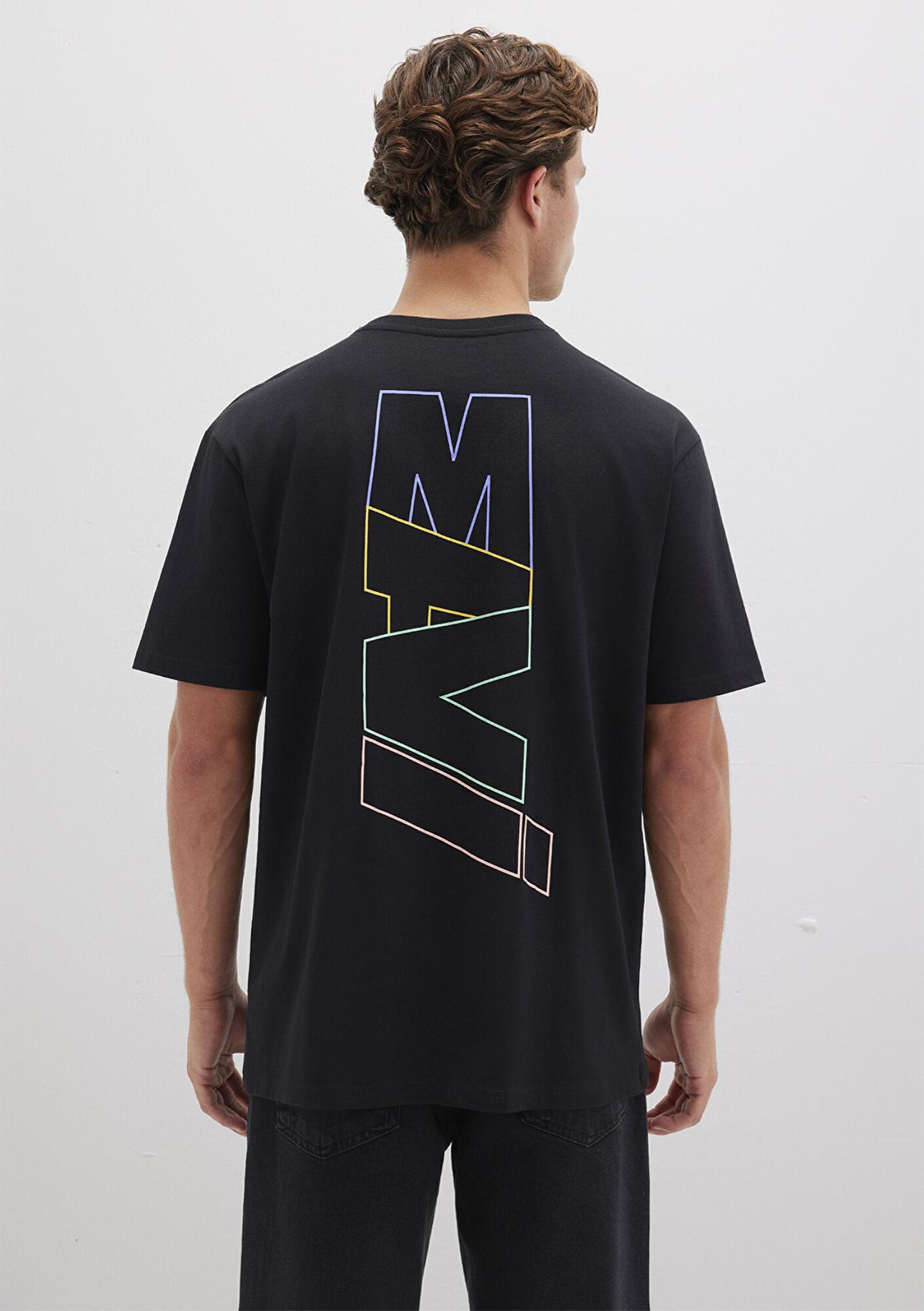 Mavi Mavi Logo Sırt Baskılı Siyah Tişört Loose Fit / Bol Rahat Kesim 0612350-900