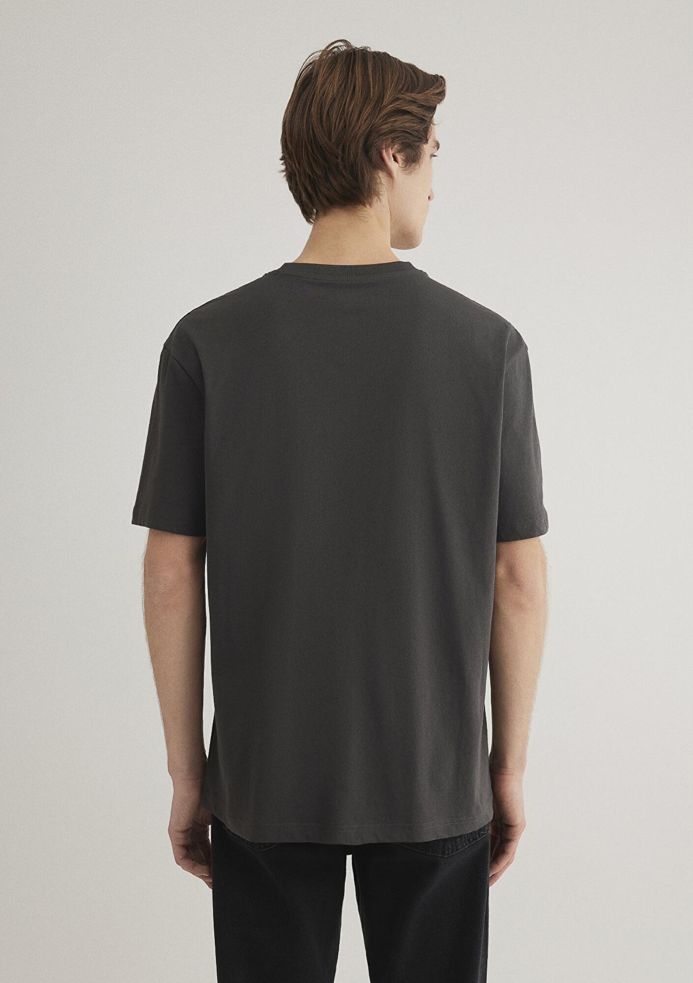 Mavi Mavi Logo Baskılı Antrasit Tişört Loose Fit / Bol Rahat Kesim 0612355-80955