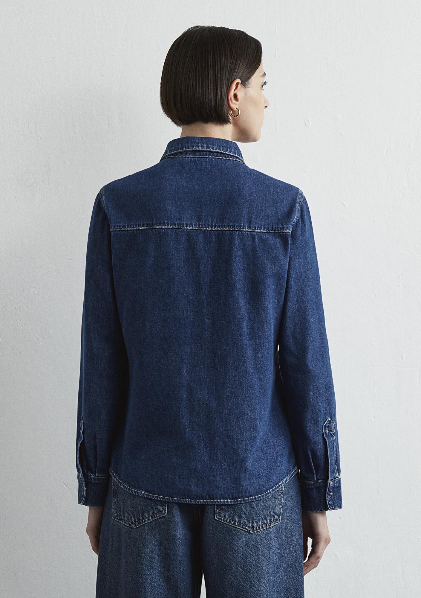 Mavi Levia Classic Denim Koyu Mavi Jean Gömlek Fitted / Vücuda Oturan Kesim 1210477-87814