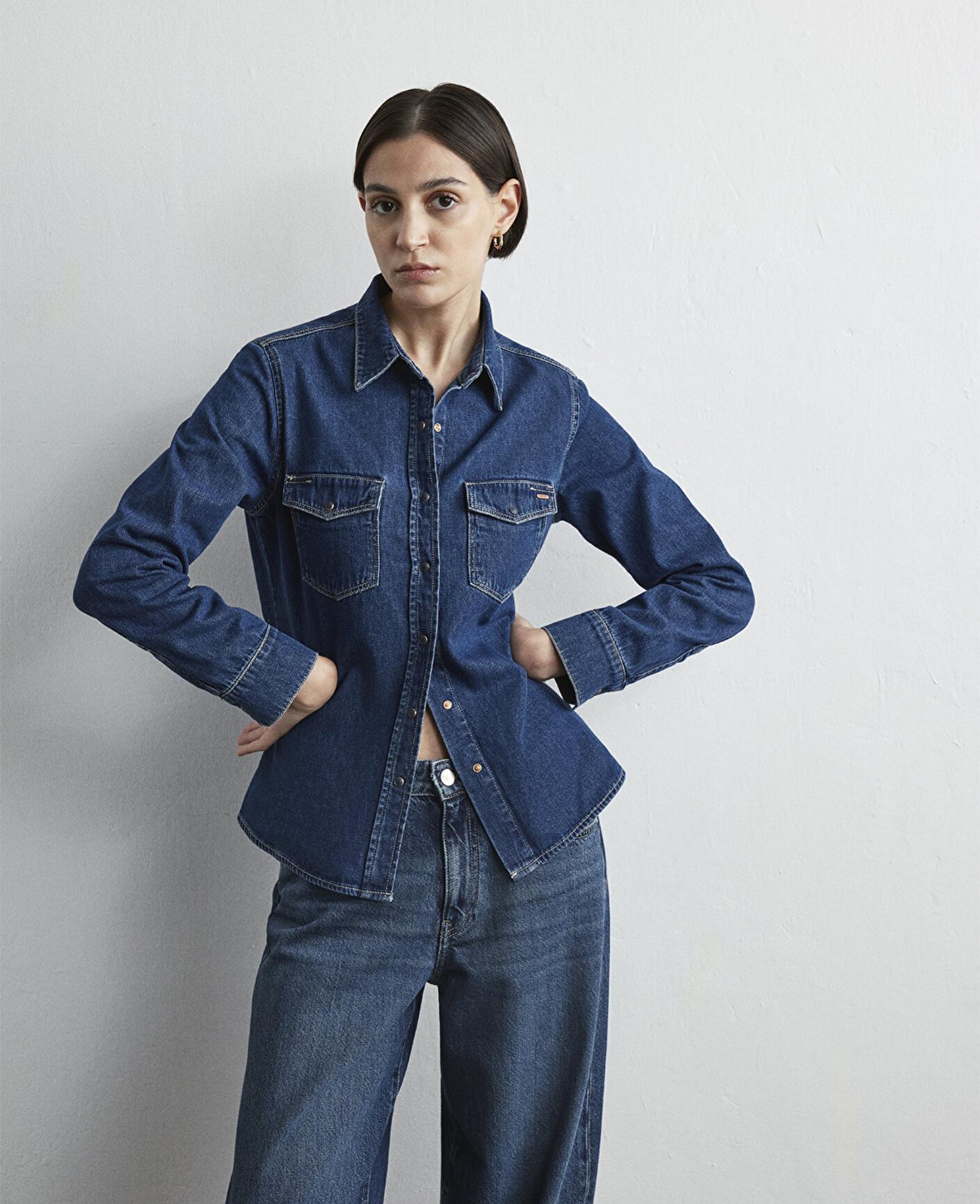 Mavi Levia Classic Denim Koyu Mavi Jean Gömlek Fitted / Vücuda Oturan Kesim 1210477-87814