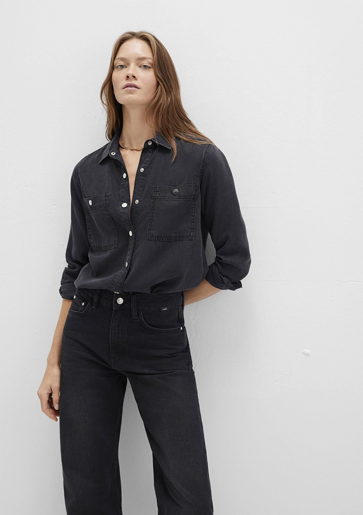 Mavi Betty Gold Klasik Antrasit Jean Gömlek Fitted / Vücuda Oturan Kesim 1210818-87811