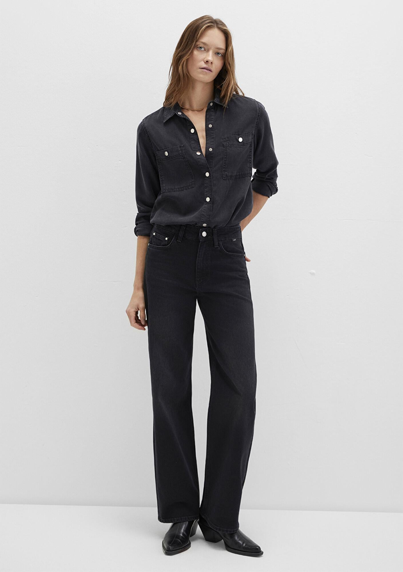 Mavi Betty Gold Klasik Antrasit Jean Gömlek Fitted / Vücuda Oturan Kesim 1210818-87811