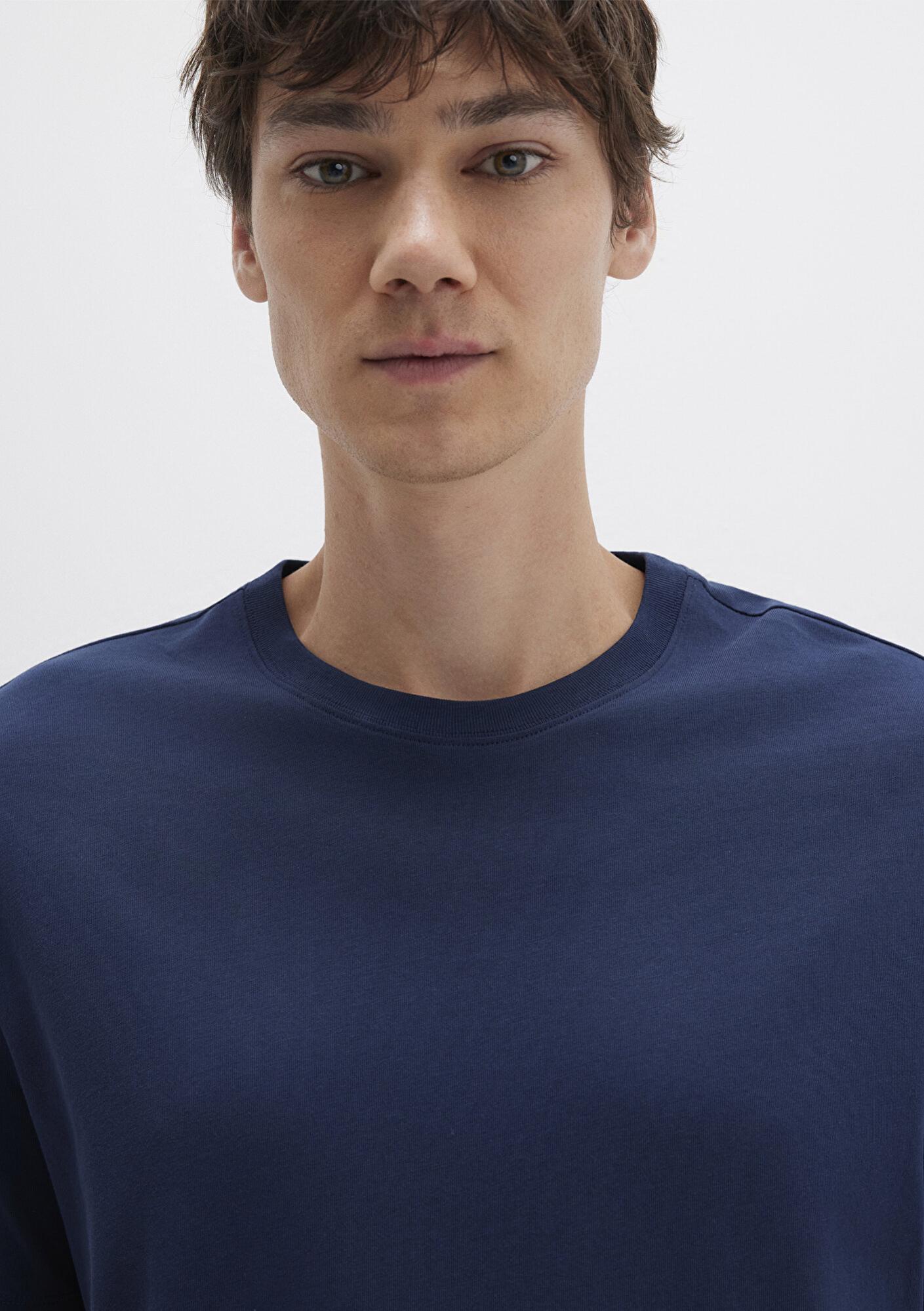 Mavi Lacivert Basic Tişört Loose Fit / Bol Rahat Kesim 066249-70497