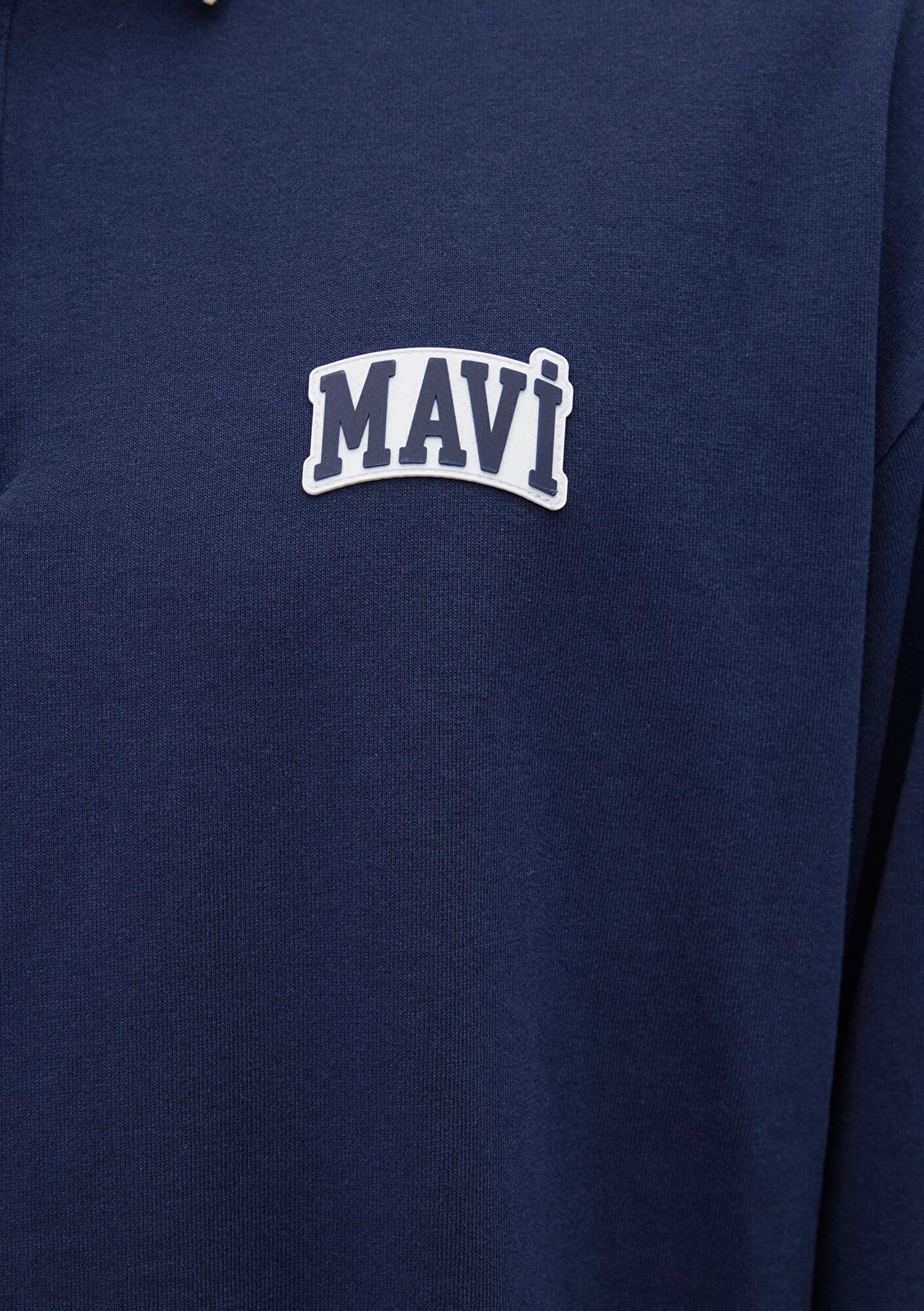 Mavi Mavi Logo Baskılı Lacivert Polo Sweatshirt 0S10172-70497