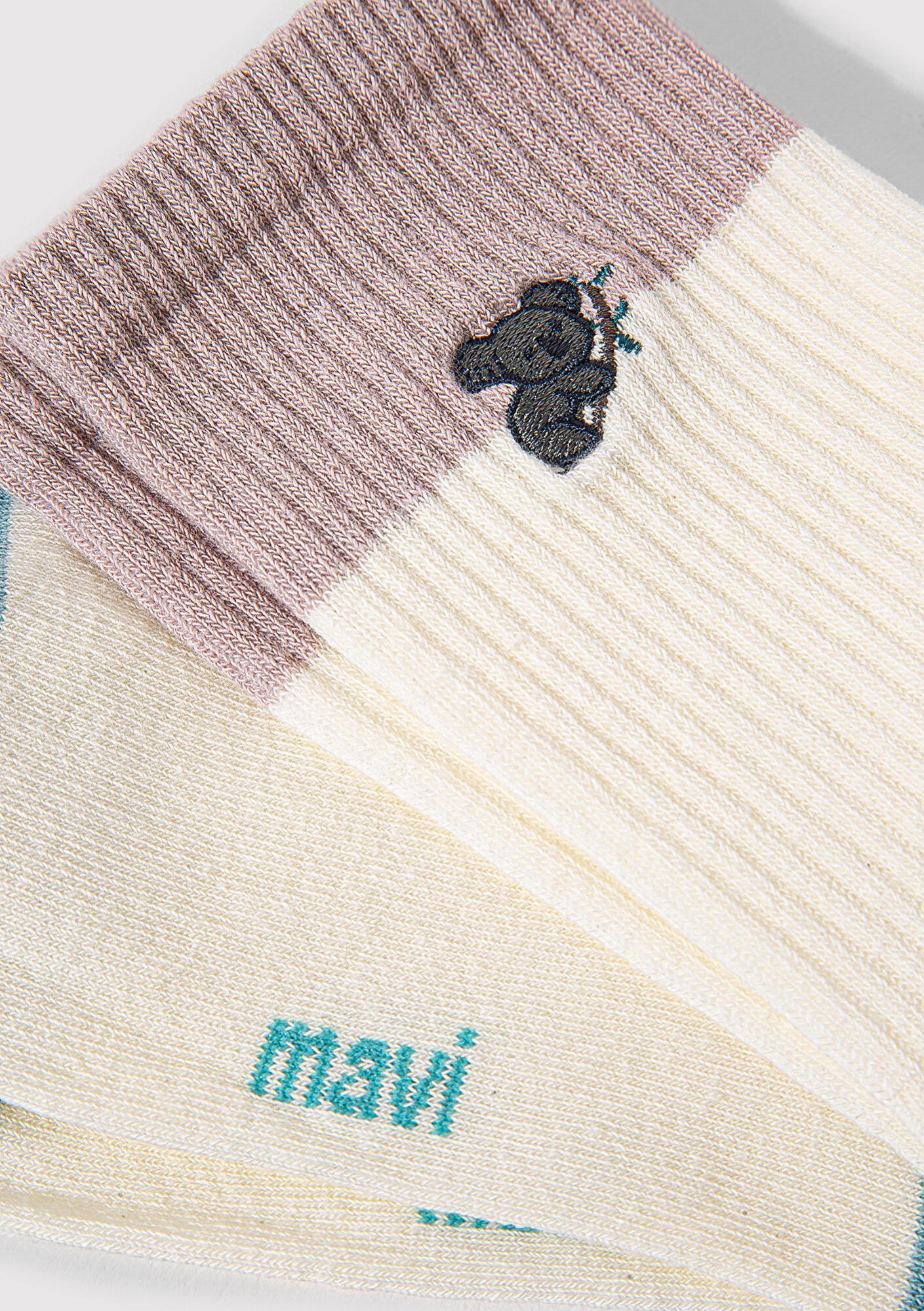 Mavi Koala Detaylı Ekru Soket Çorap 1912831-81964