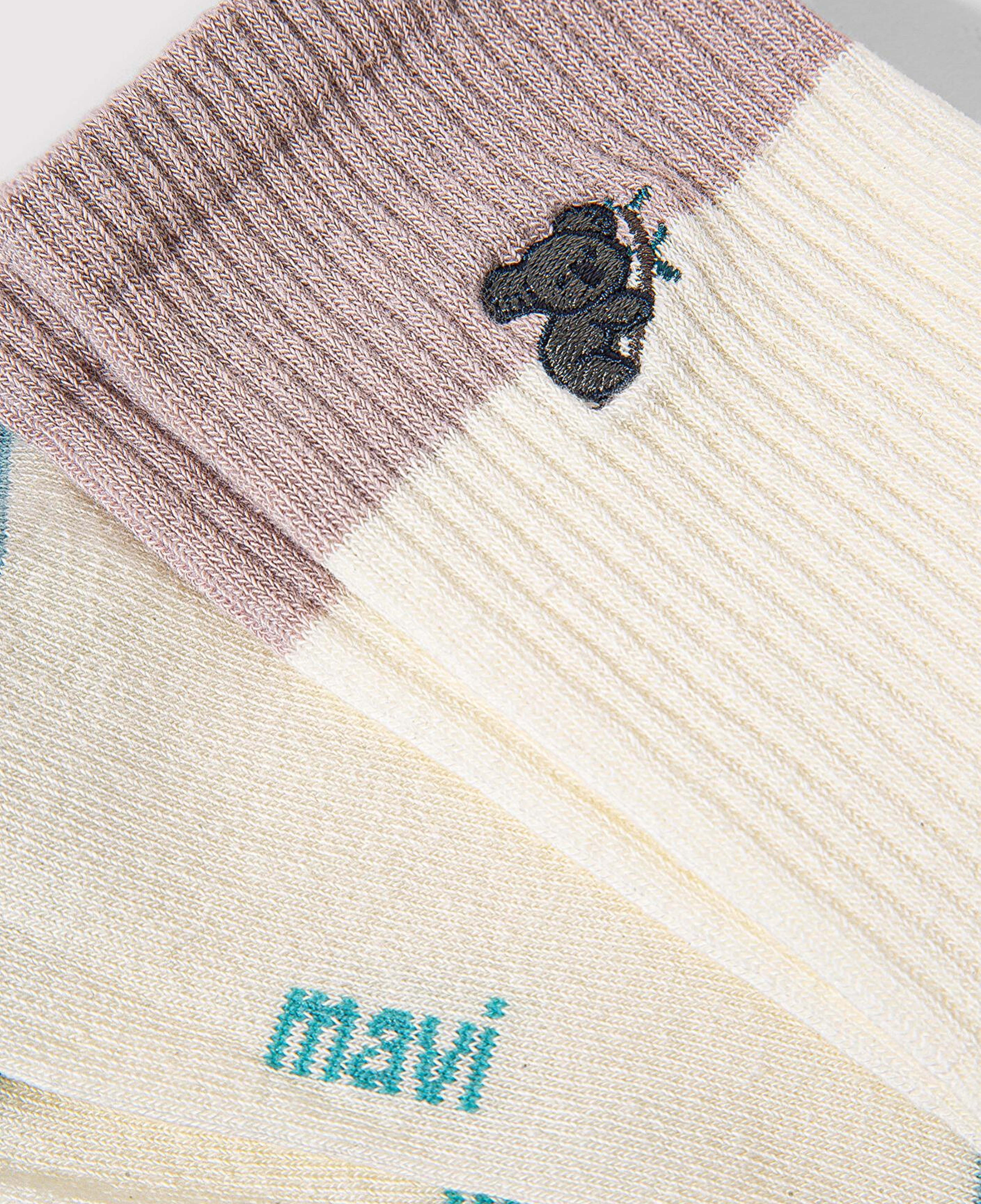 Mavi Koala Detaylı Ekru Soket Çorap 1912831-81964