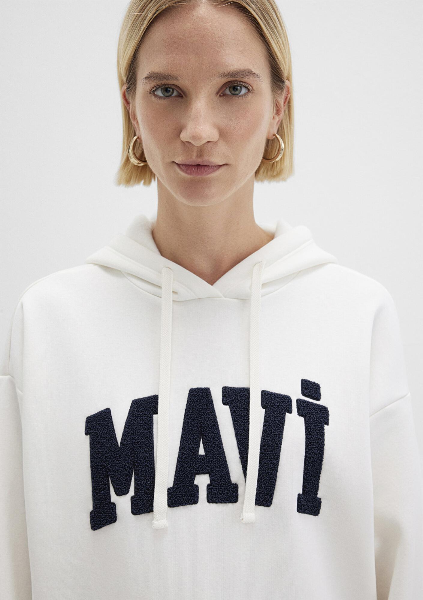 Mavi Mavi Logo Patchli Beyaz Sweatshirt 1S10175-80194